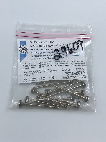 Henry Schein 100-9660 Mandrels, 3/32inch Shank, Nickel   ~ Pack of 12