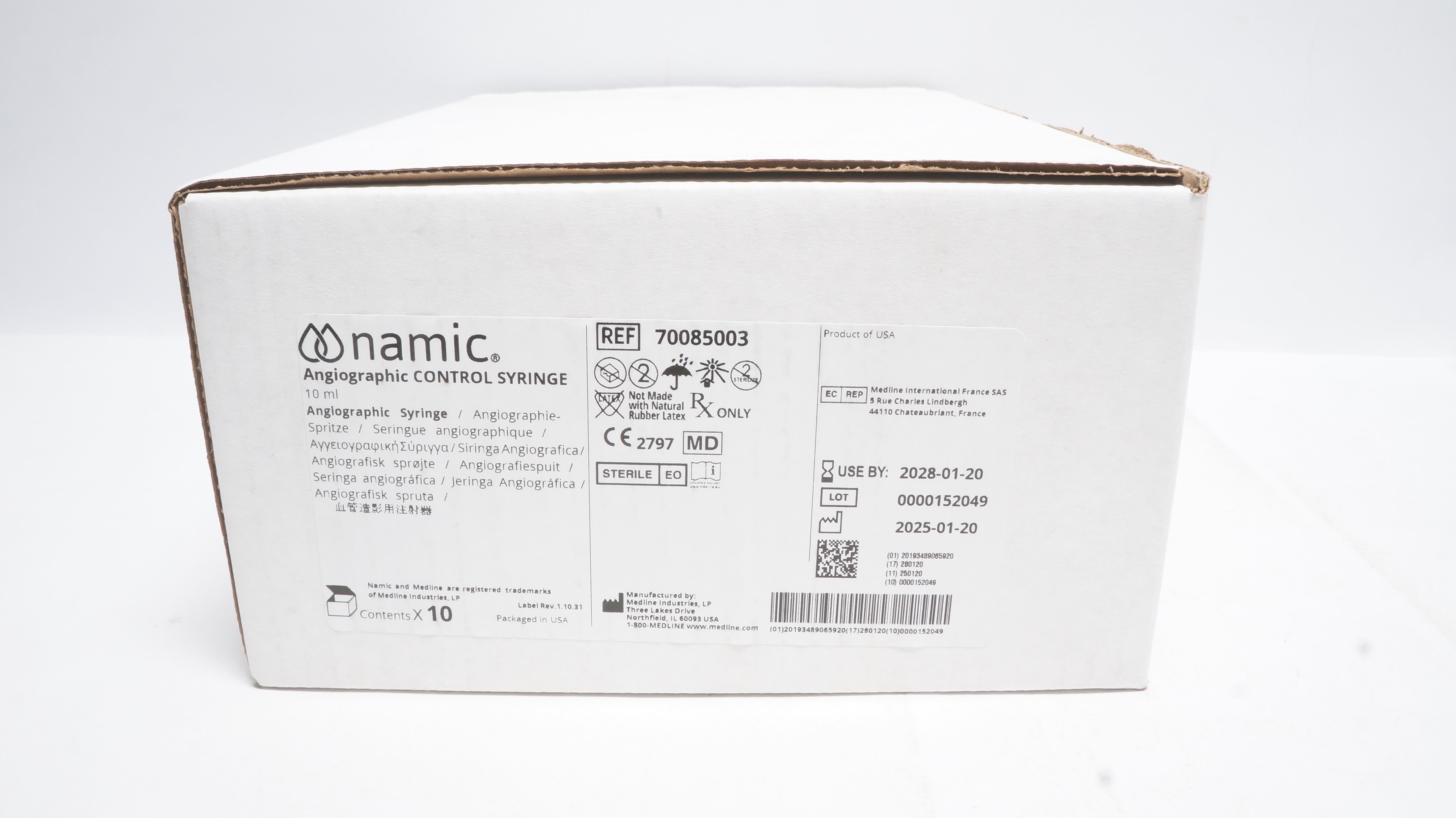 Navilyst Medical 70085003 Namic Angiographic Control Syringe 10ml - Box of 10
