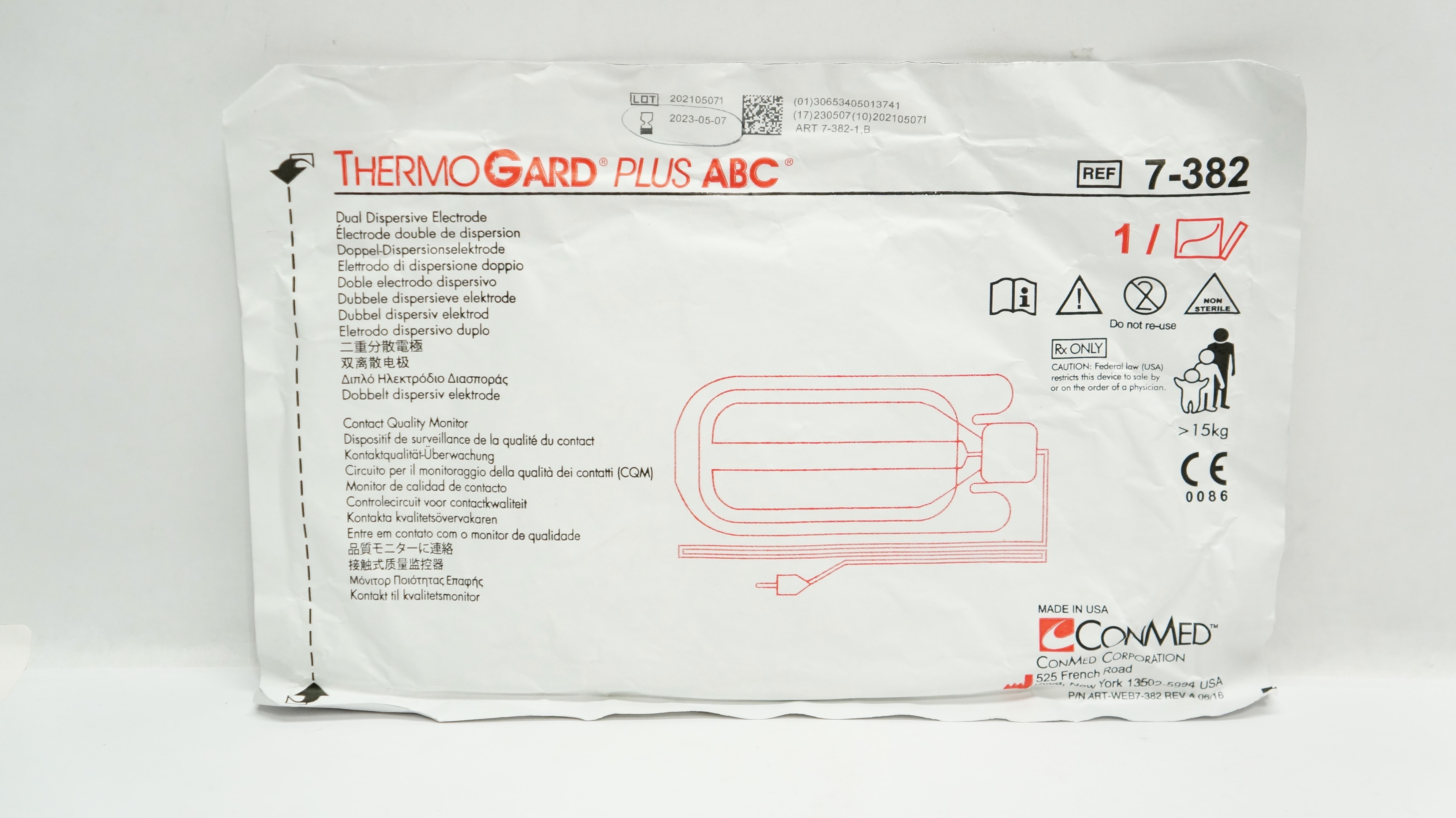 ConMed 7-382 ThermoGard Plus ABC Dual Dispersive Electrode, >15kg (x)