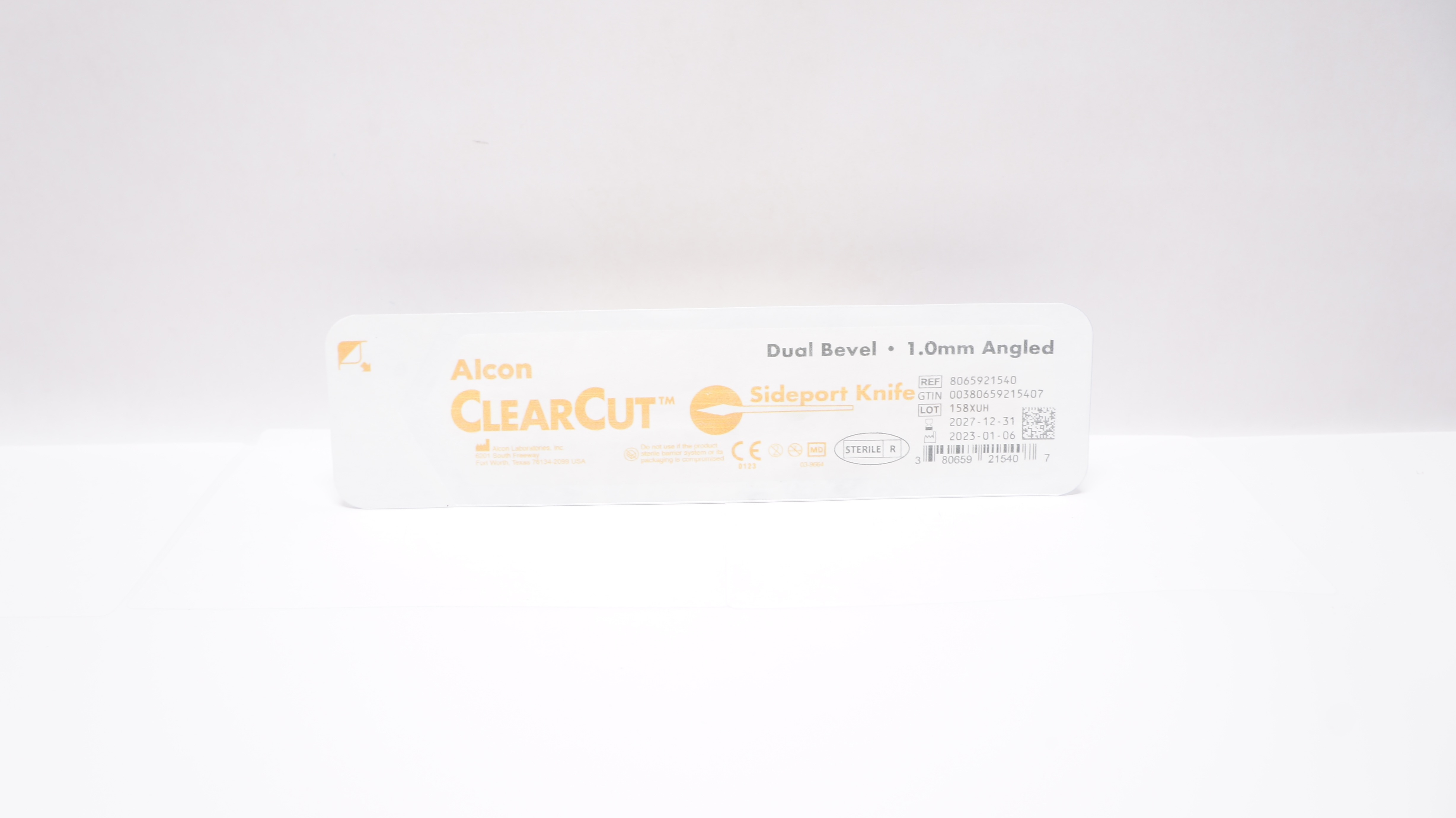 Alcon 8065921540 ClearCut Sideport Knife, Dual Bevel 1.0mm Angled
