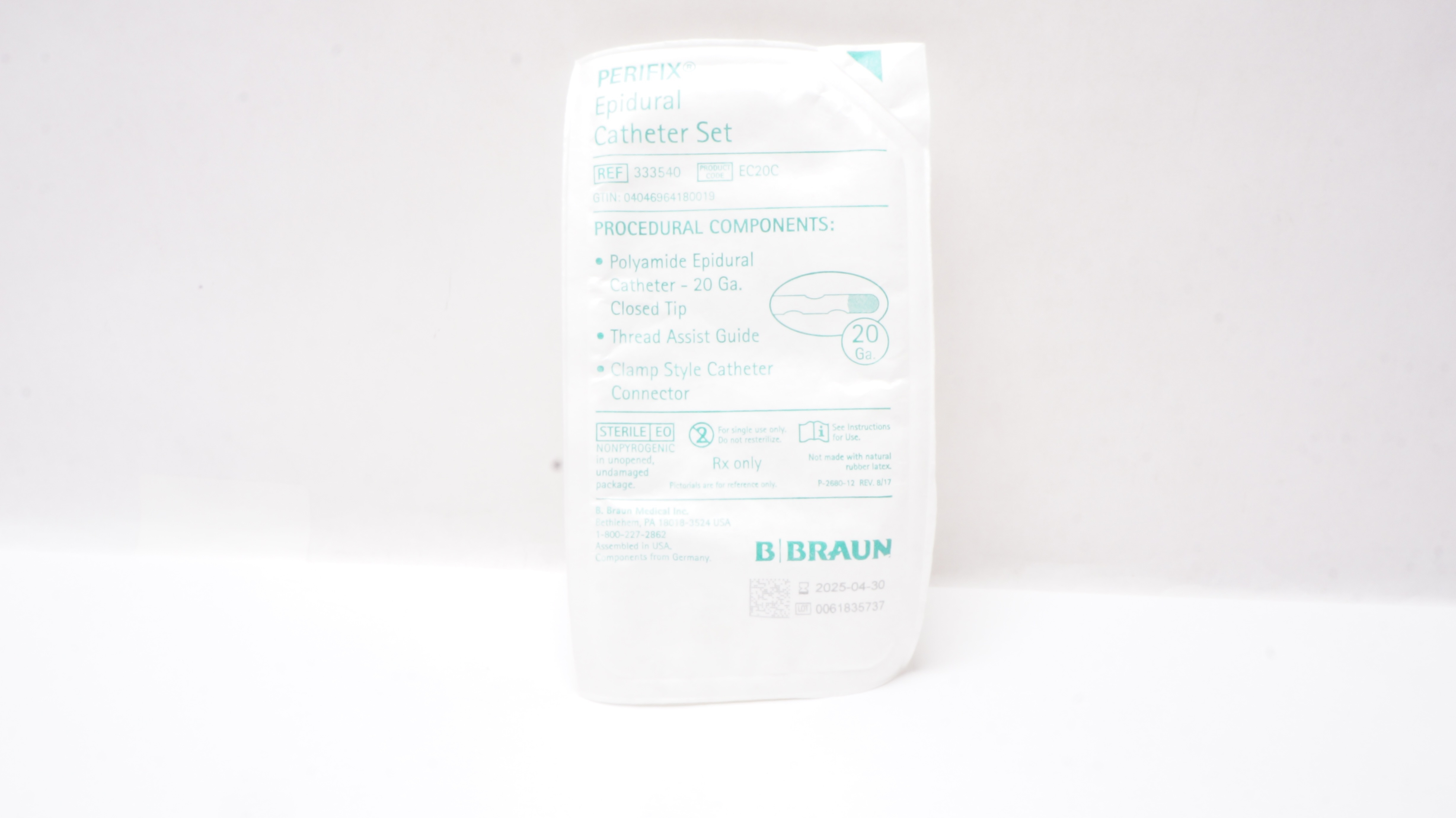 Braun 333540 Perifix Epidural Cath. Set 20 Ga