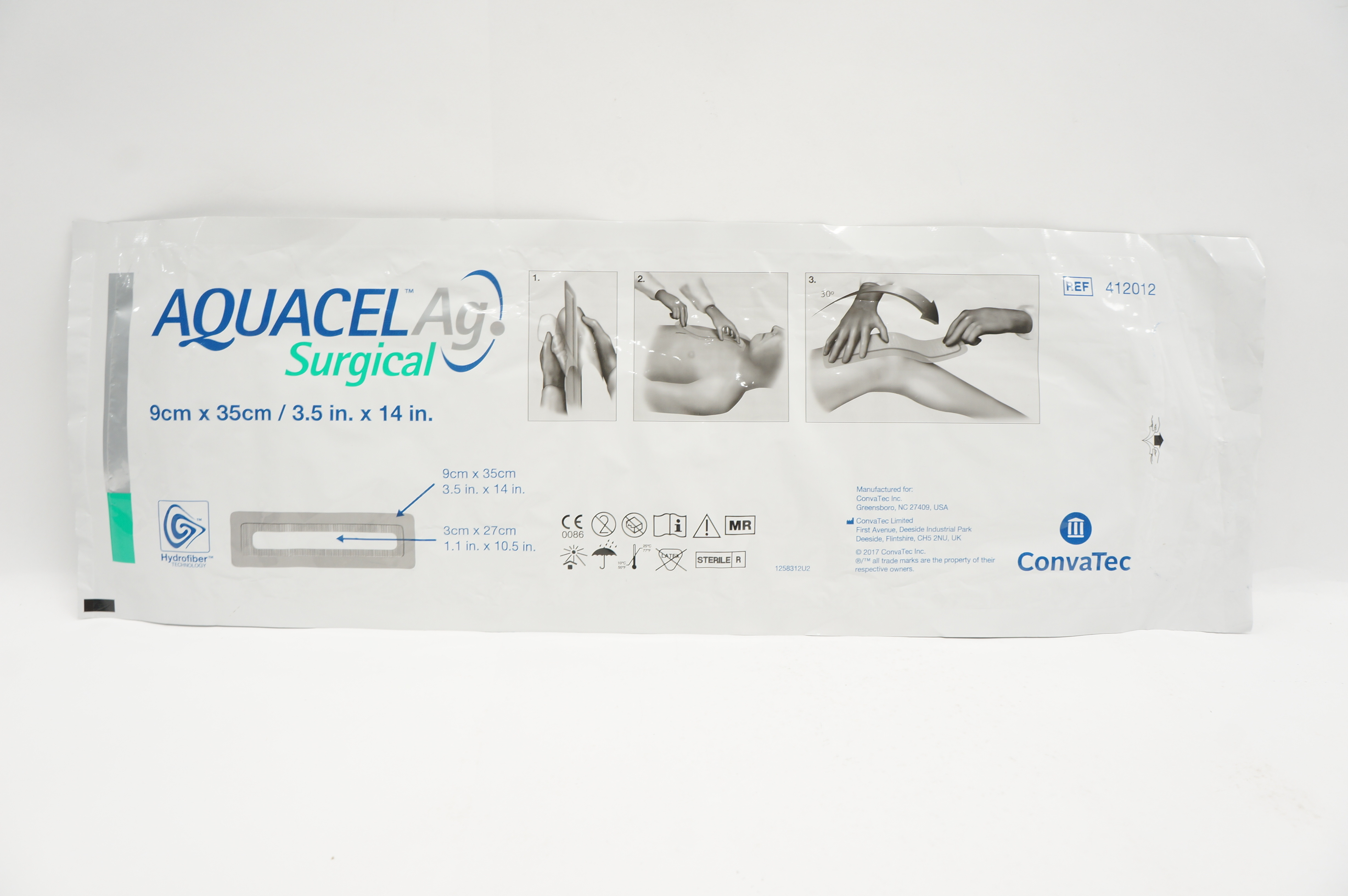ConvaTec 412012 Aquacel Ag Surgical Hydrofiber Dressing 3.5 x 14inch (x)