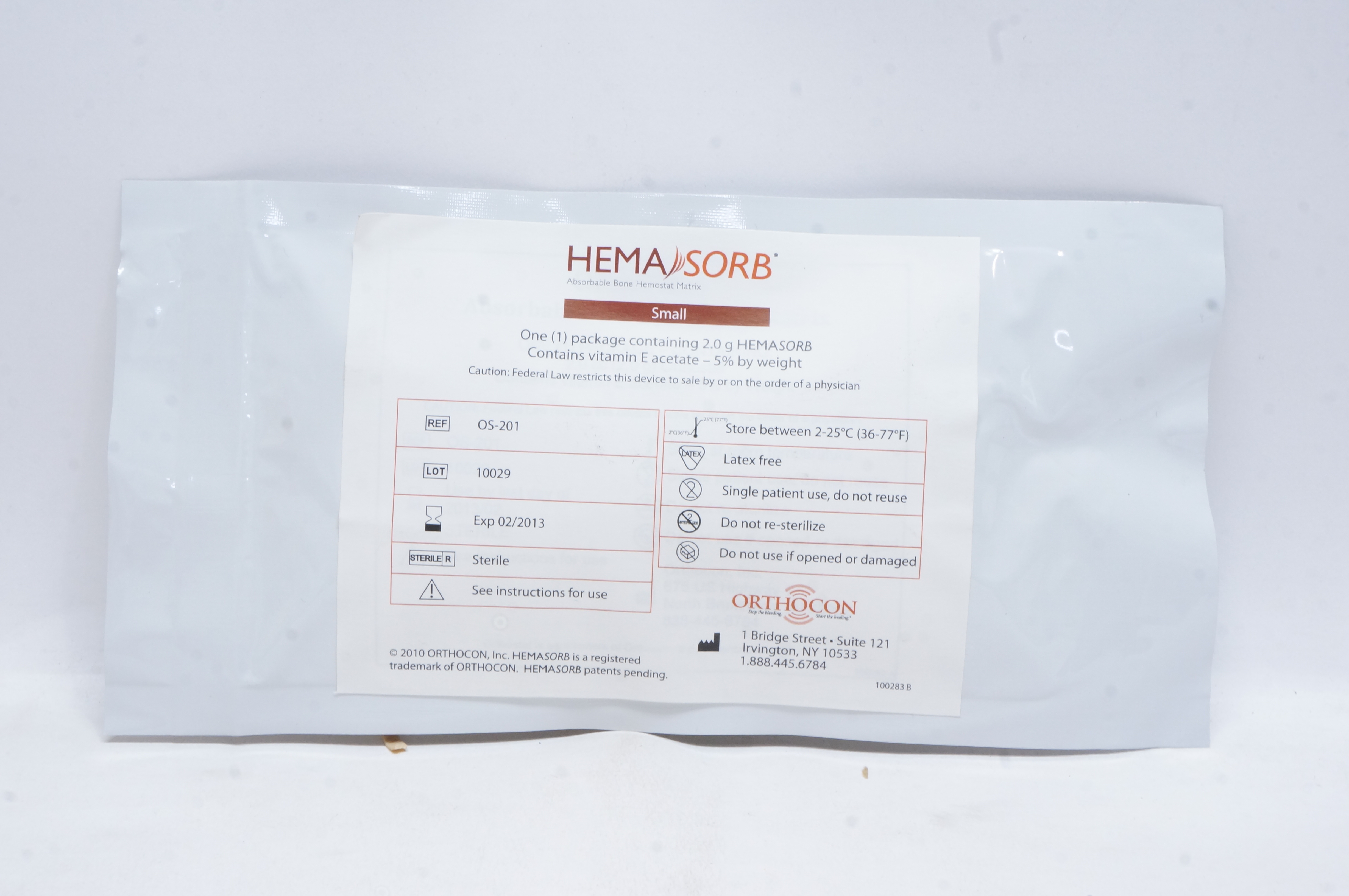 ORTHOCON OS-201 HEMA SORB Absorbable Bone Hemostat Matrix (x)