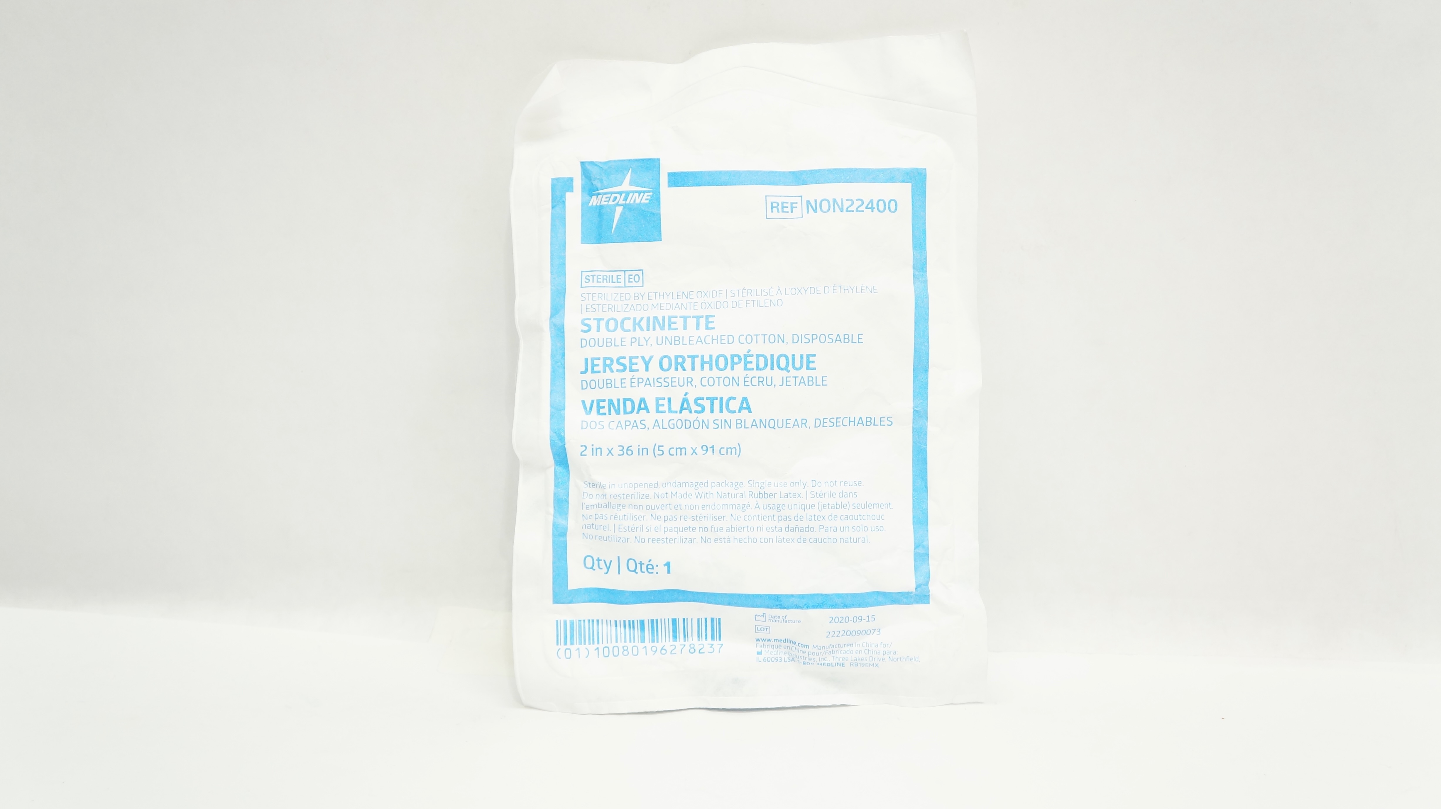 Medline NON22400 Stockinette Double Ply,Unbleached Cotton,Disposable 2In x 36In