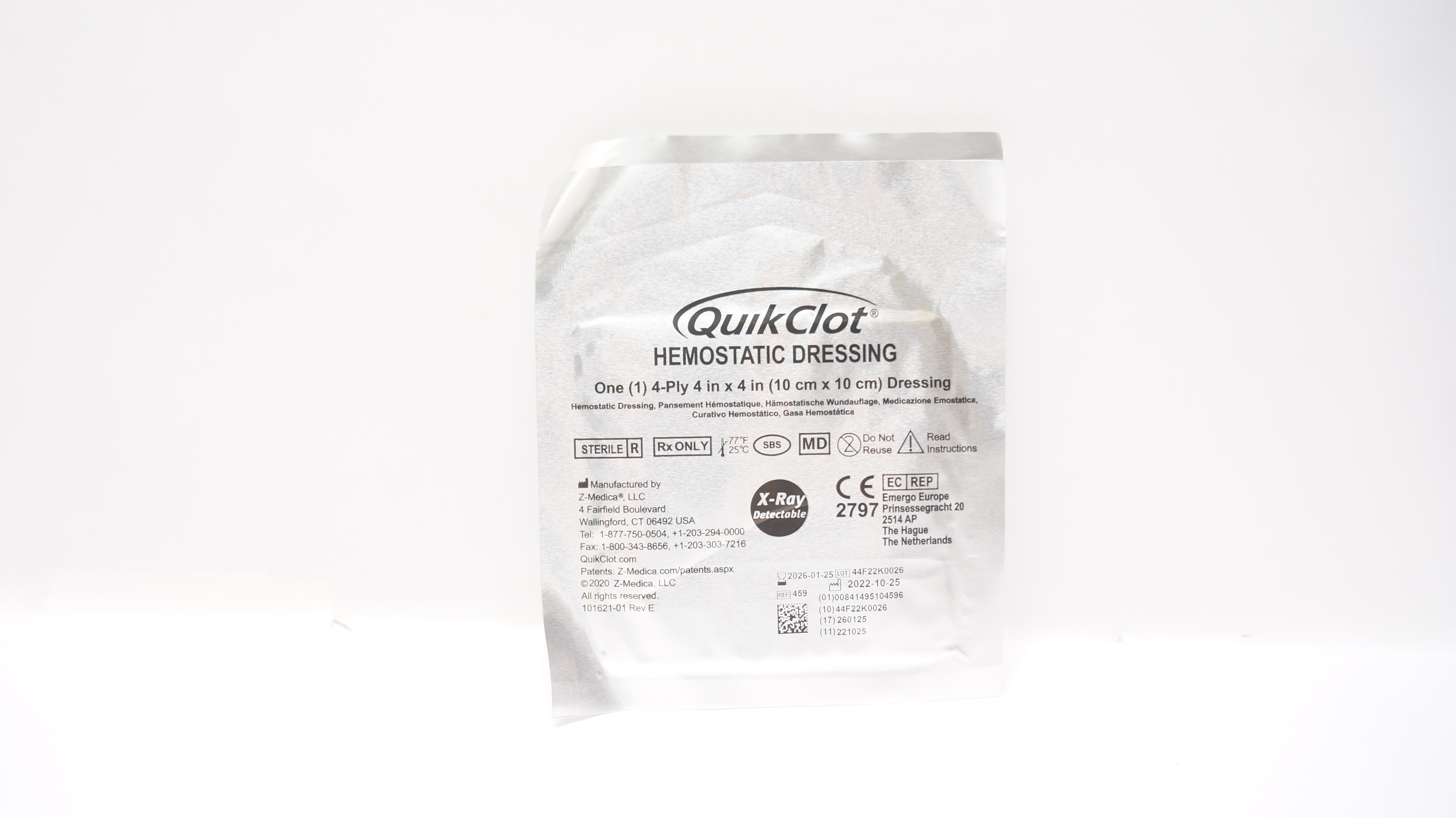 Z-Medica 459 QuikClot Hemostatic Dressing 4-Ply 4 x 4inch