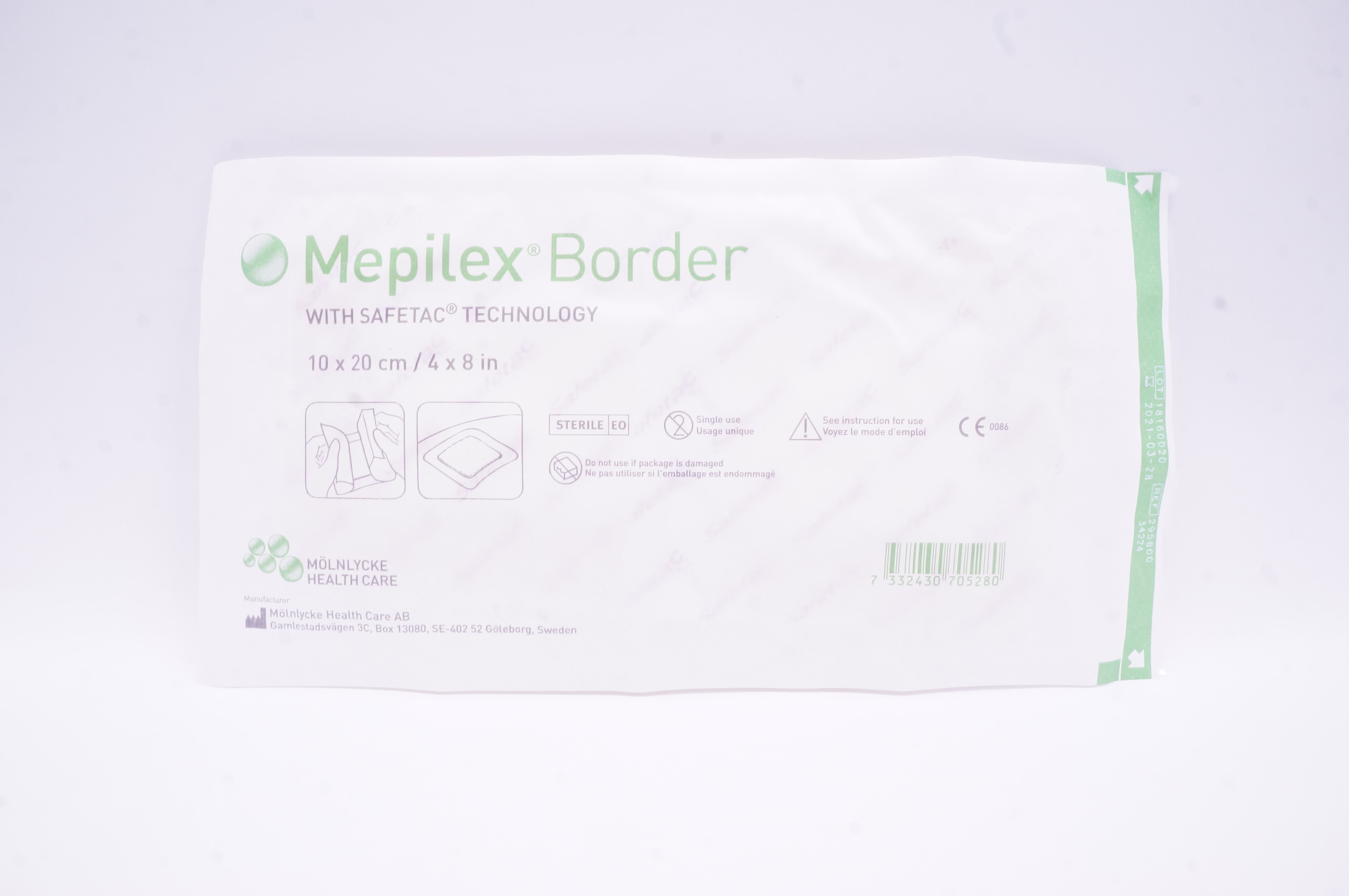 Molnlycke Healthcare 295800 Mepilex Ag with Safetac Technology 4inch x 8inch (X)