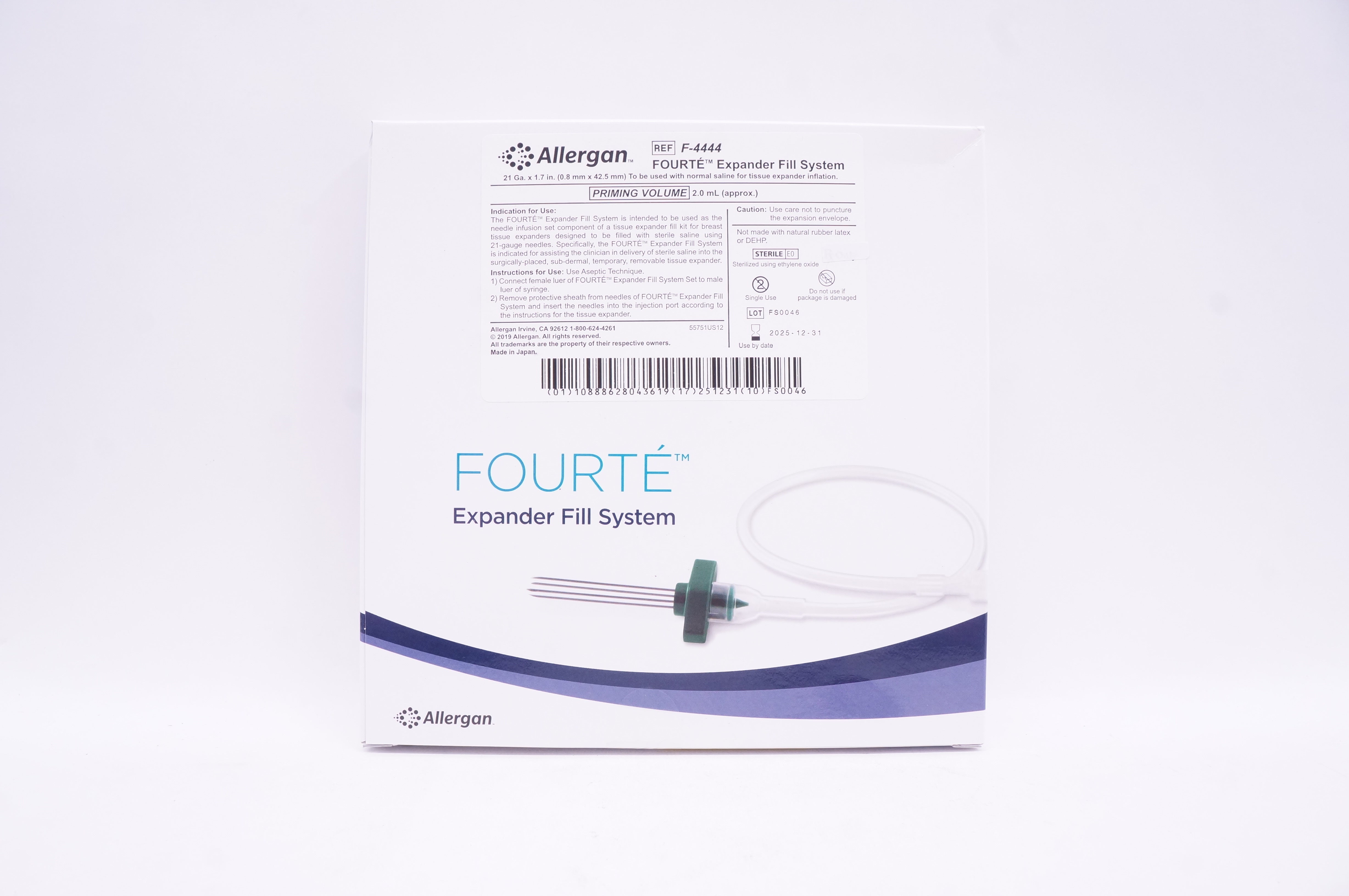 Allergan F-4444 Fourte Expander Fill System 21 Ga x 1.7 inch Priming Vol. 2.0mL