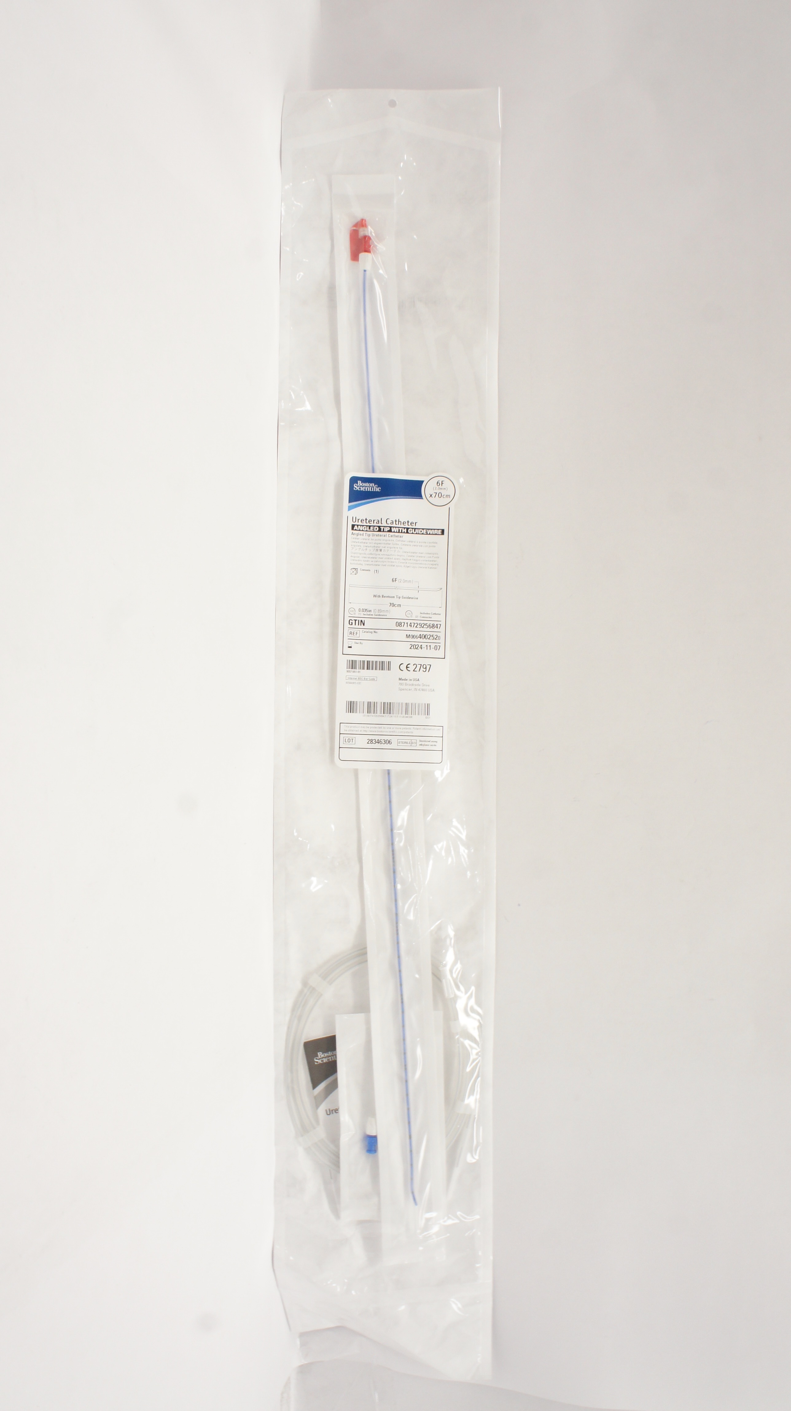 Boston Scientific 400252 Ureteral Cath. Angled Tip w/Guidewire 6F x 70cm