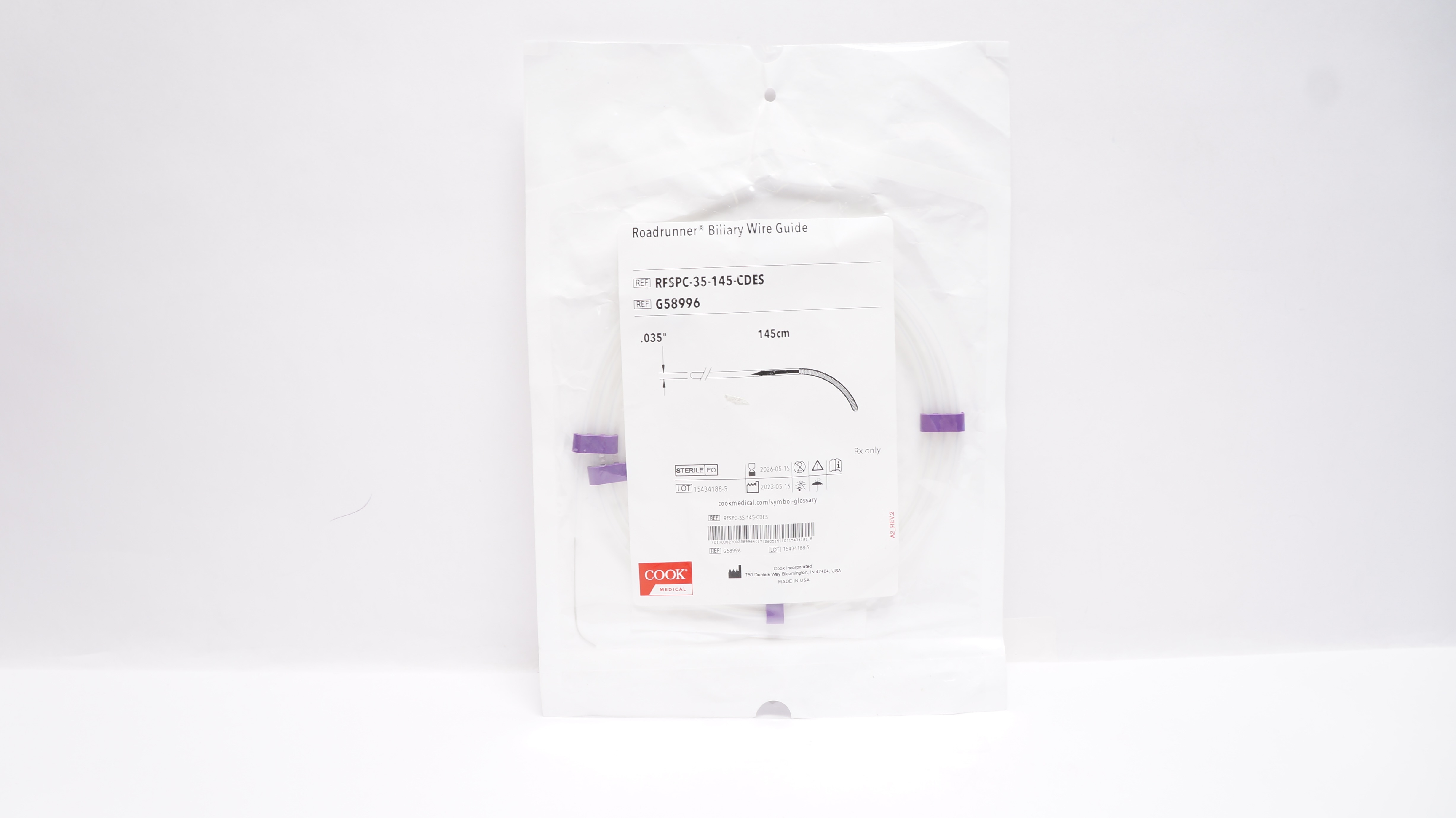 Cook Medical G58996 Roadrunner Biliary Wire Guide .035inch x 145cm