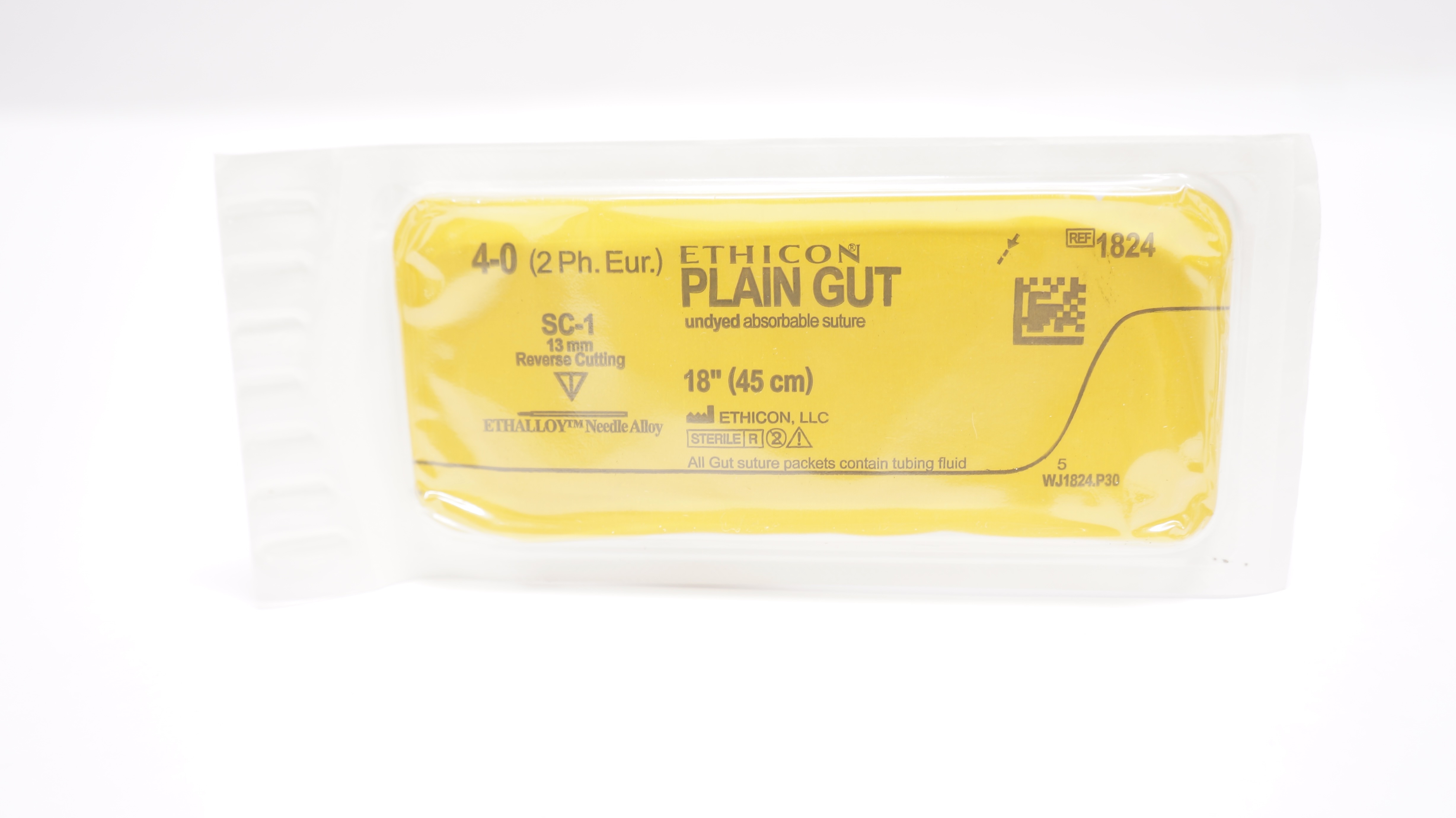 Ethicon 1824 4-0 Plain Gut Surgical Stre  SC-1 13mm Reverse Cutting, 18inch