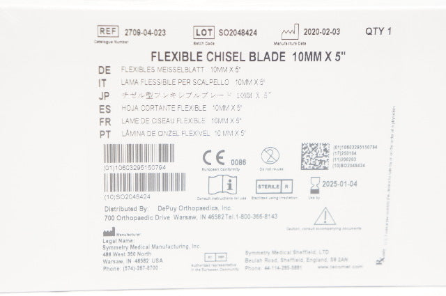 DEPUY 2709-04-023 Symmetry Flexible Chisel Blade 10mm x 5"