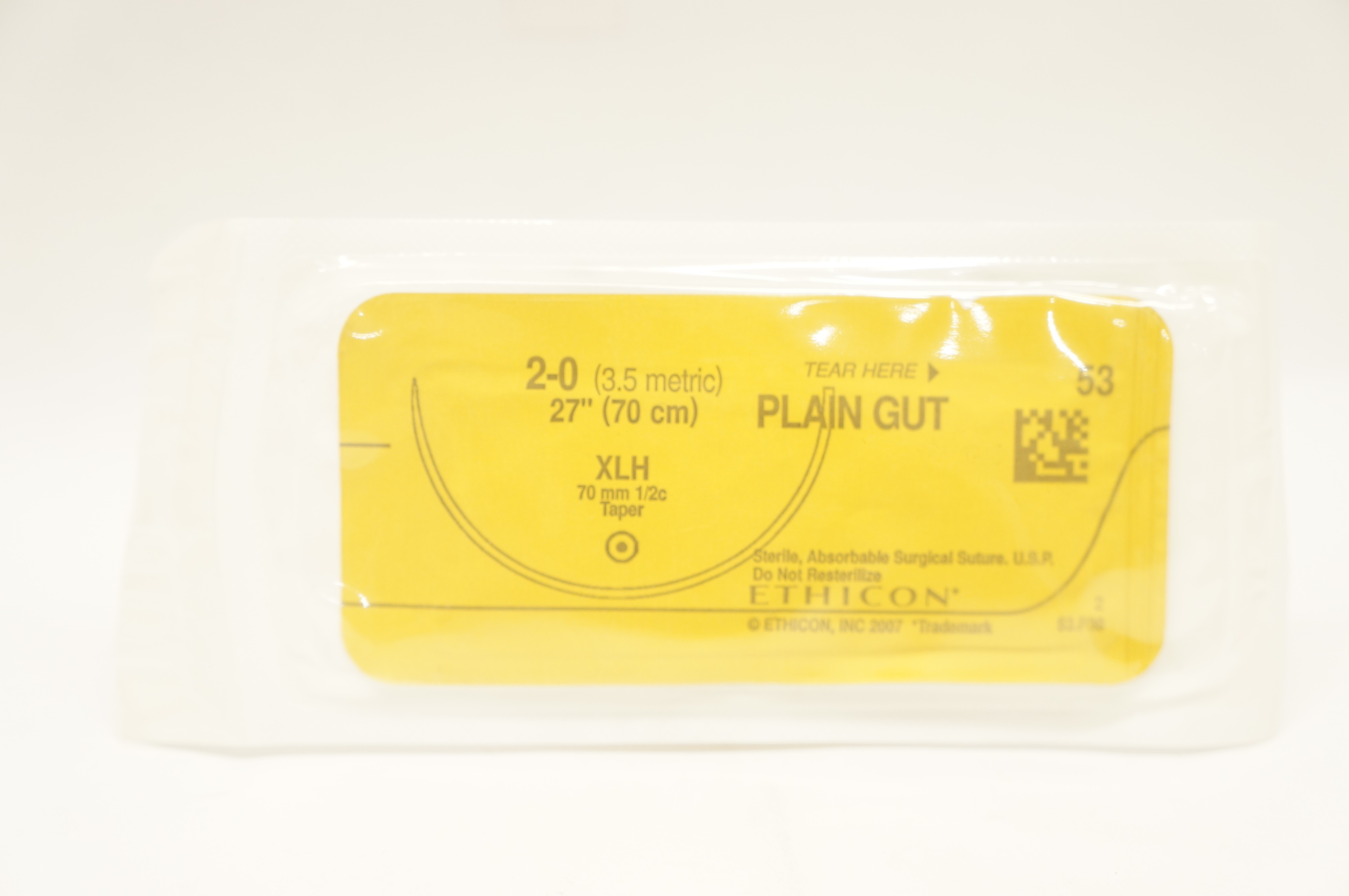 Ethicon 53 2-0 Plain Gut XLH 70mm 1/2c Taper, 27inch (x)