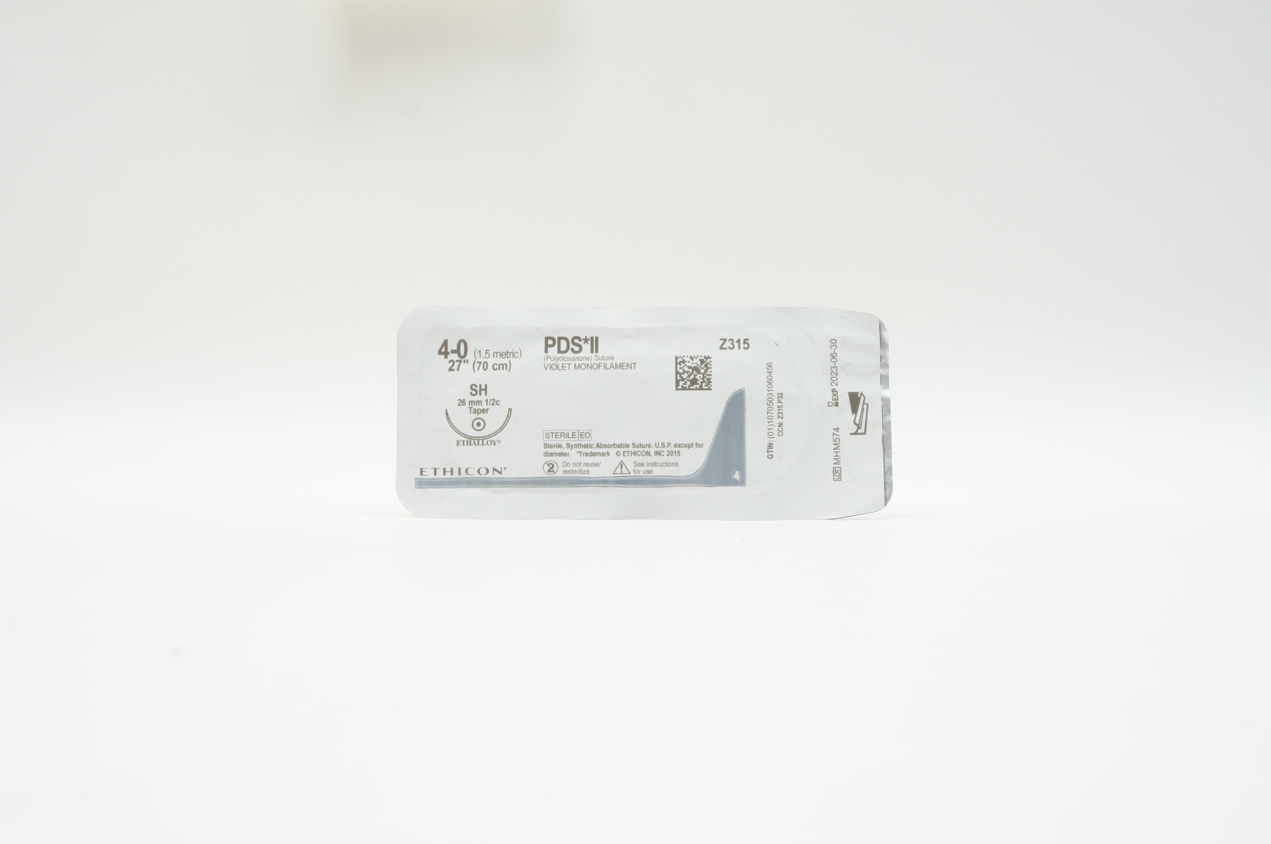 Ethicon Z315 4-0 PDS II Polydioxanone Stre SH 26mm 1/2c Taper, 27inch