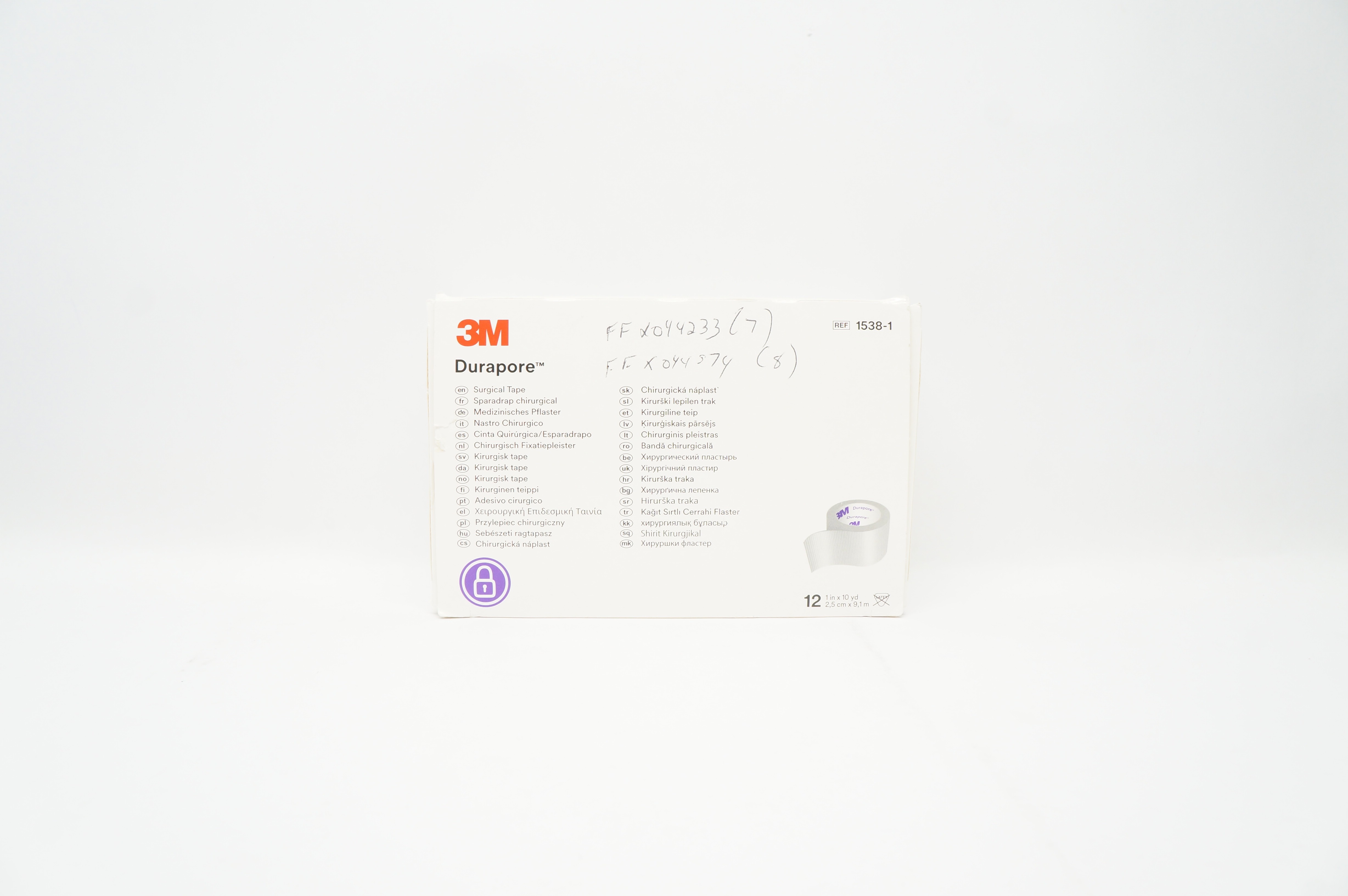3M 1538-1 Durapore Surgical Tape 1inch x 10yd. - Box of 12