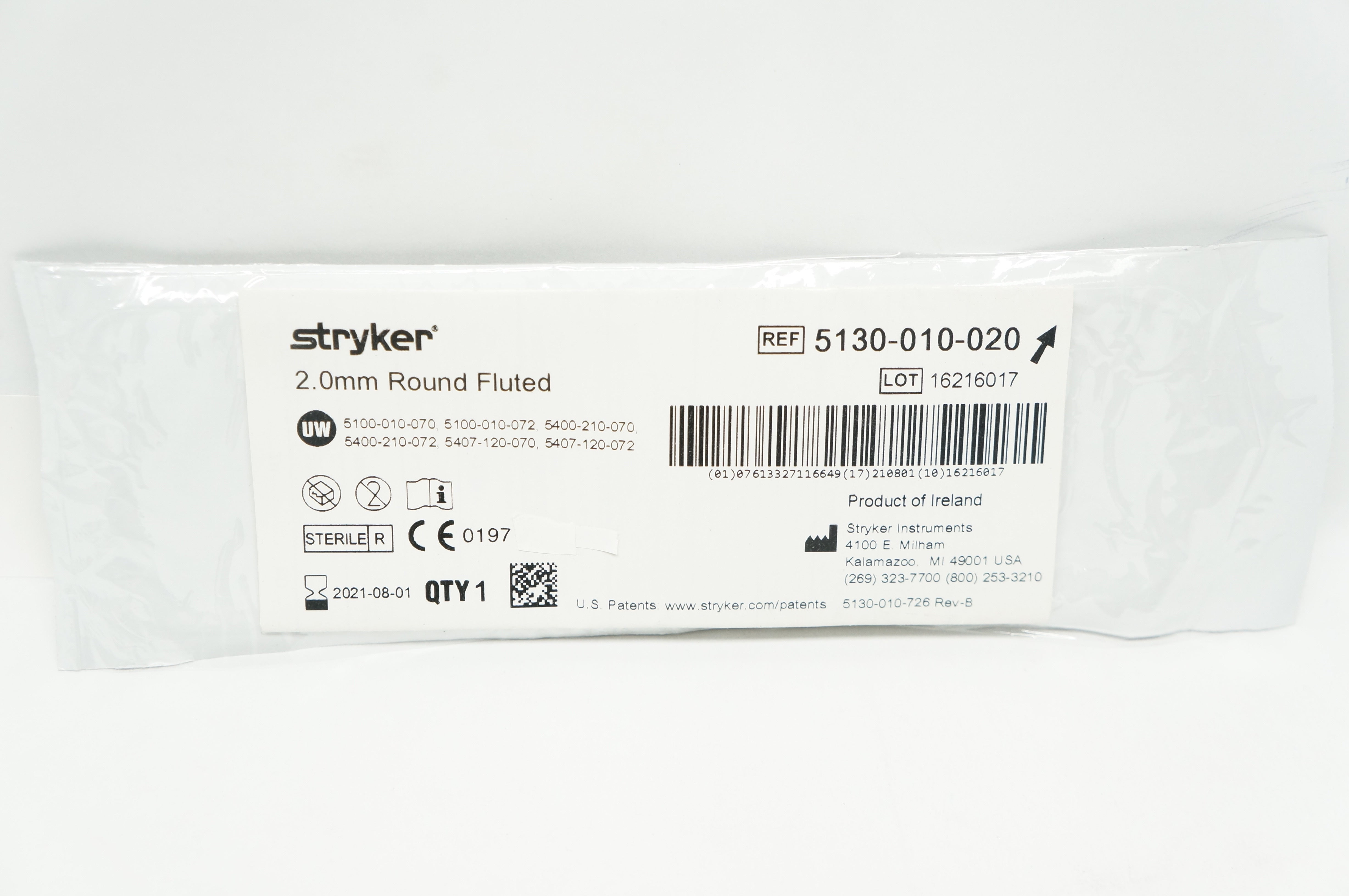 Stryker 5130-010-020 Round Fluted 2.0mm (x)