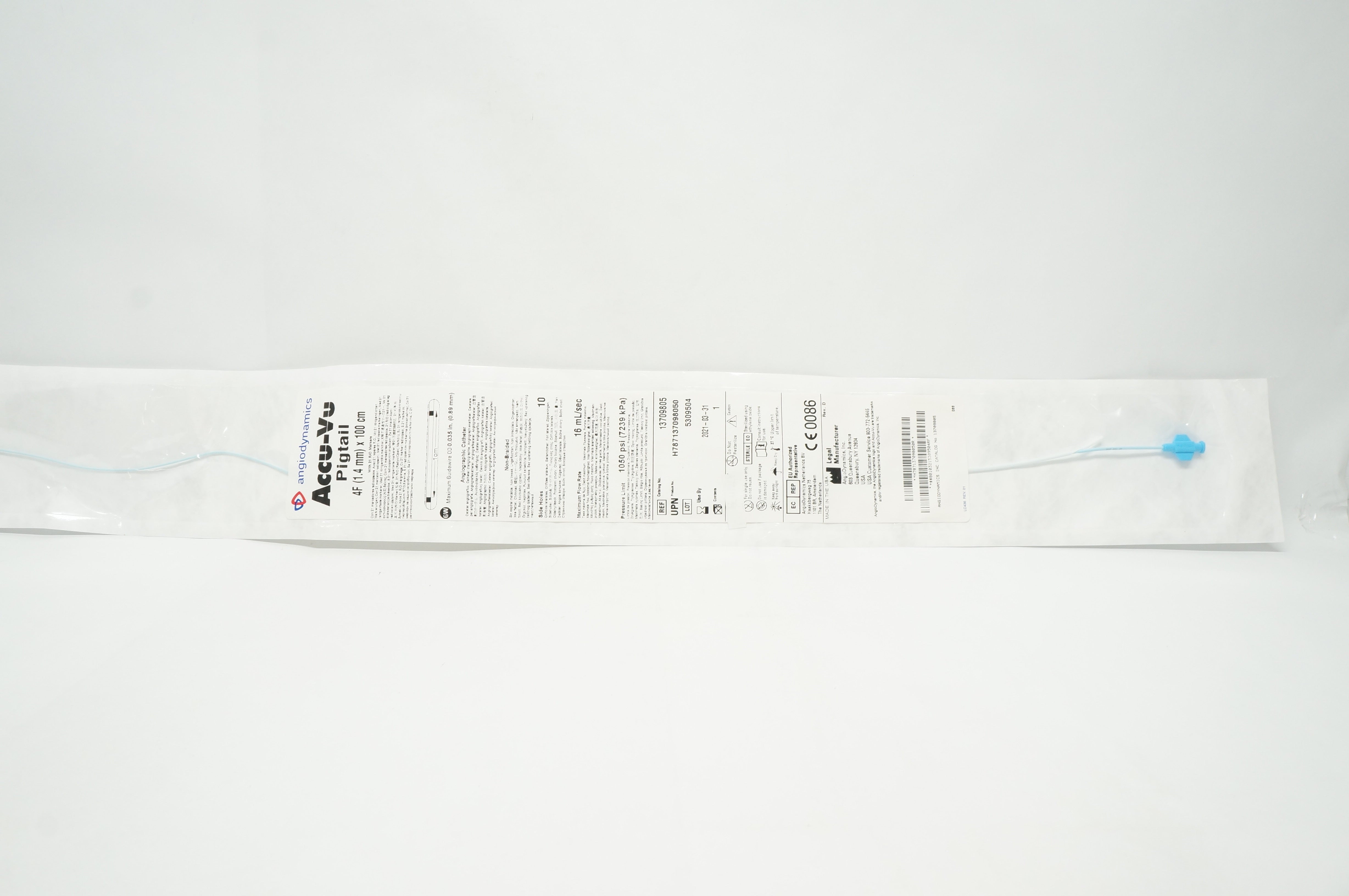 Angiodynamics 13709805 Accu-Vu Pigtail Angiographic Cath. 4F x 100cm (x)