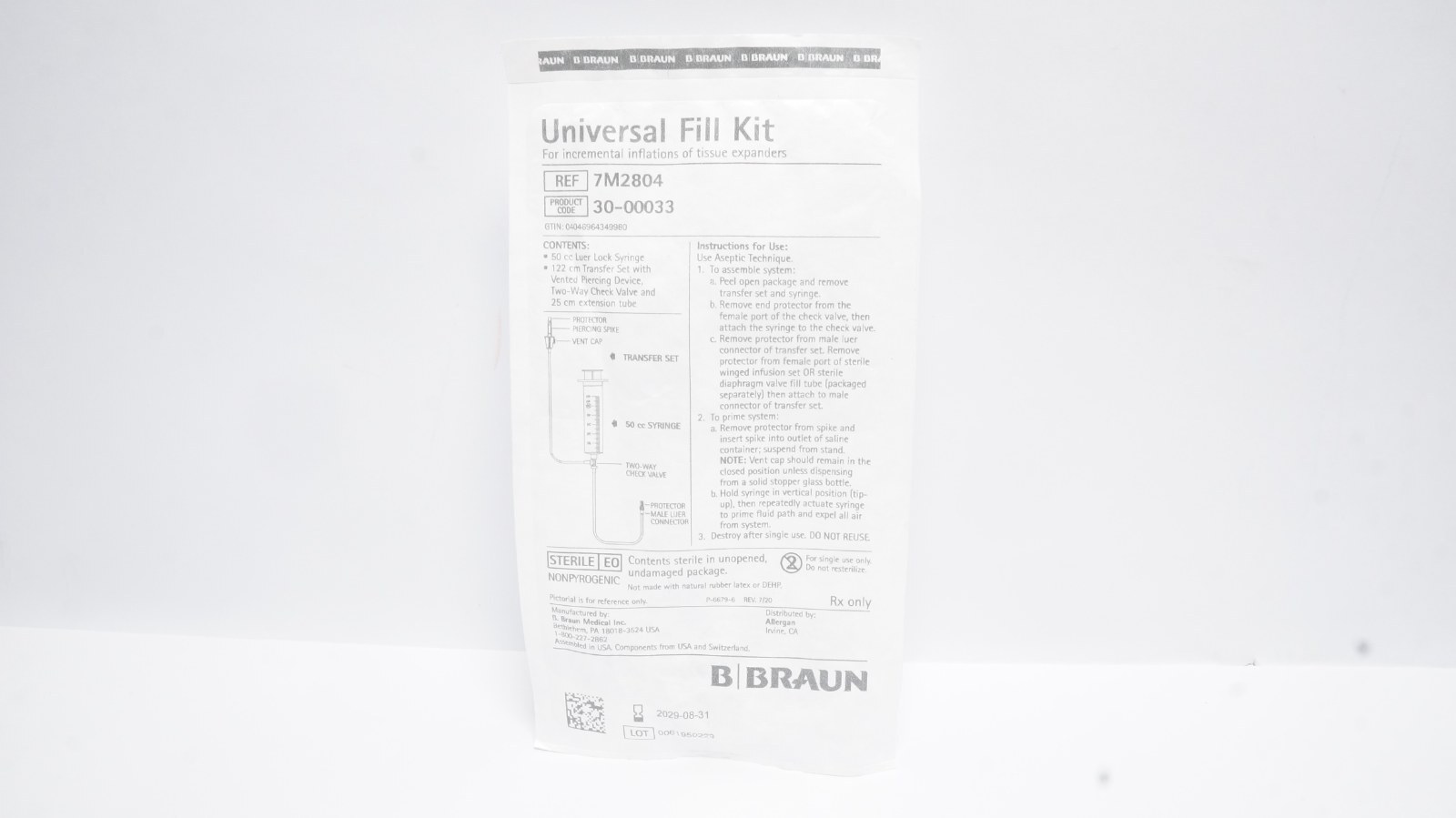 B. Braun 7M2804 Universal Fill Kit for Tissue Expanders