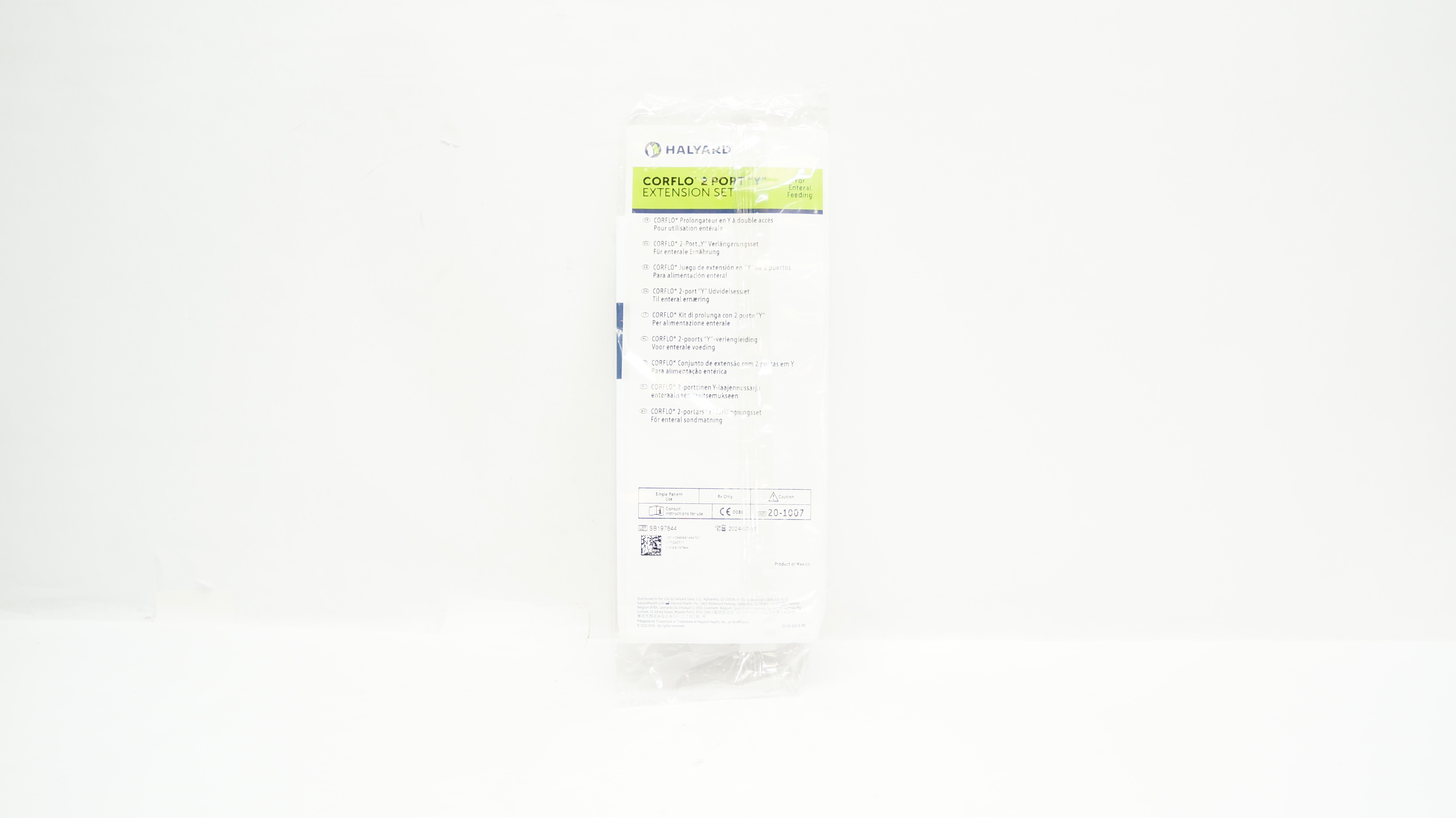 Halyard 20-1007 Corflo 2 Port "Y" Extension Set For Enteral Feeding