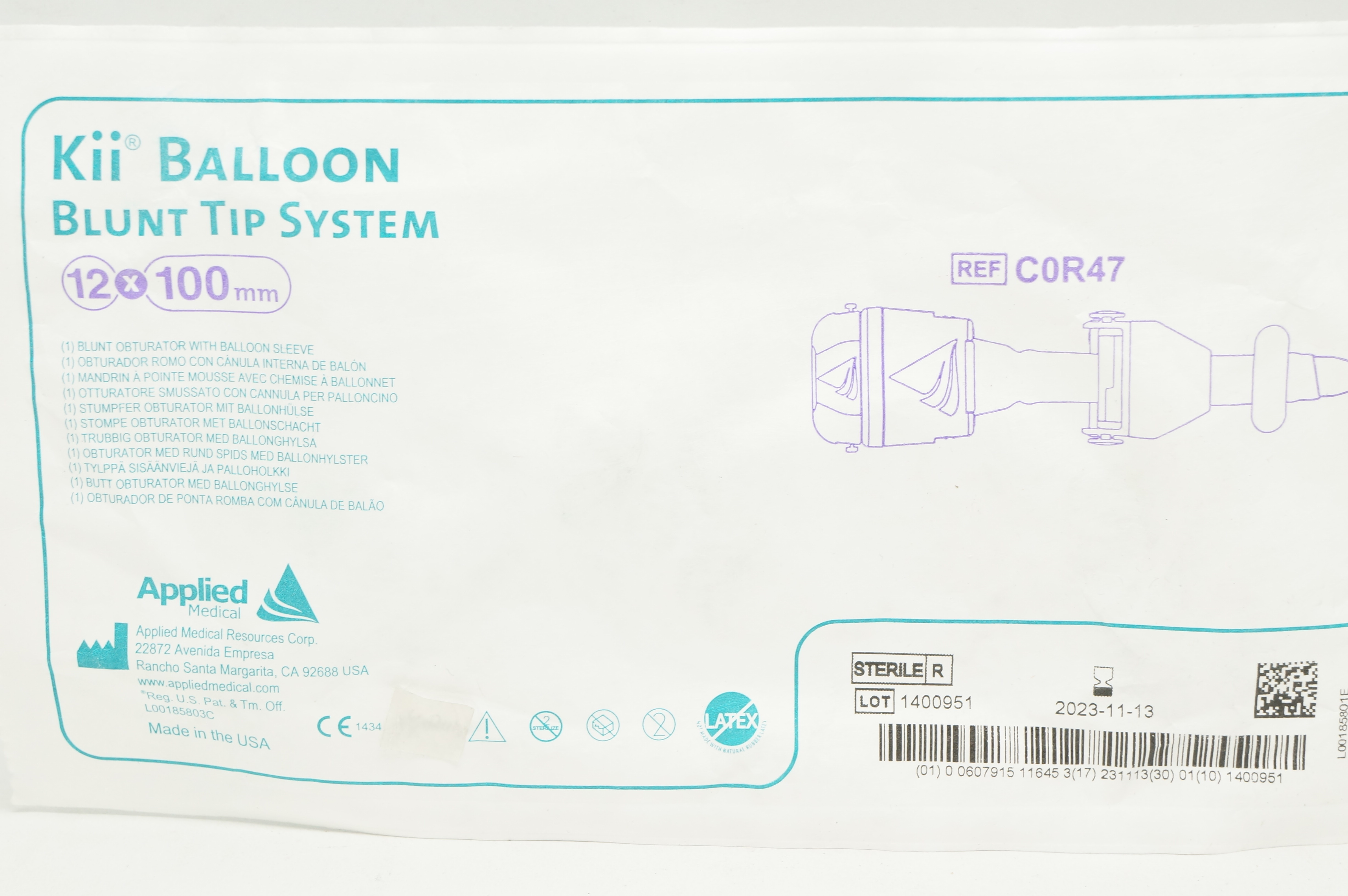 Applied Medical COR47 Kii Balloon Blunt Tip System 12 x 100mm