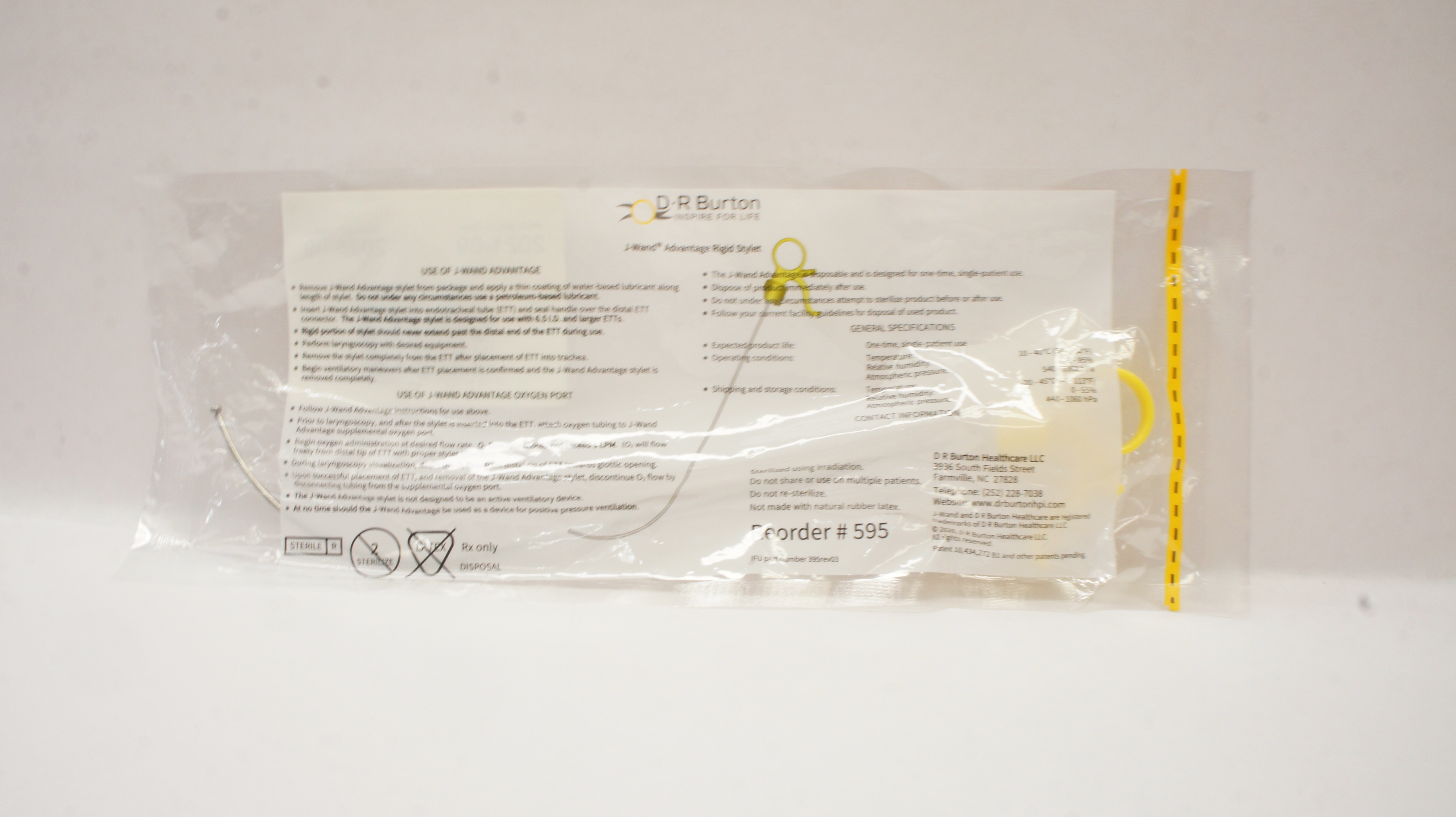 D R Burton Healthcare 595 J-Wand Advantage Rigid Stylet