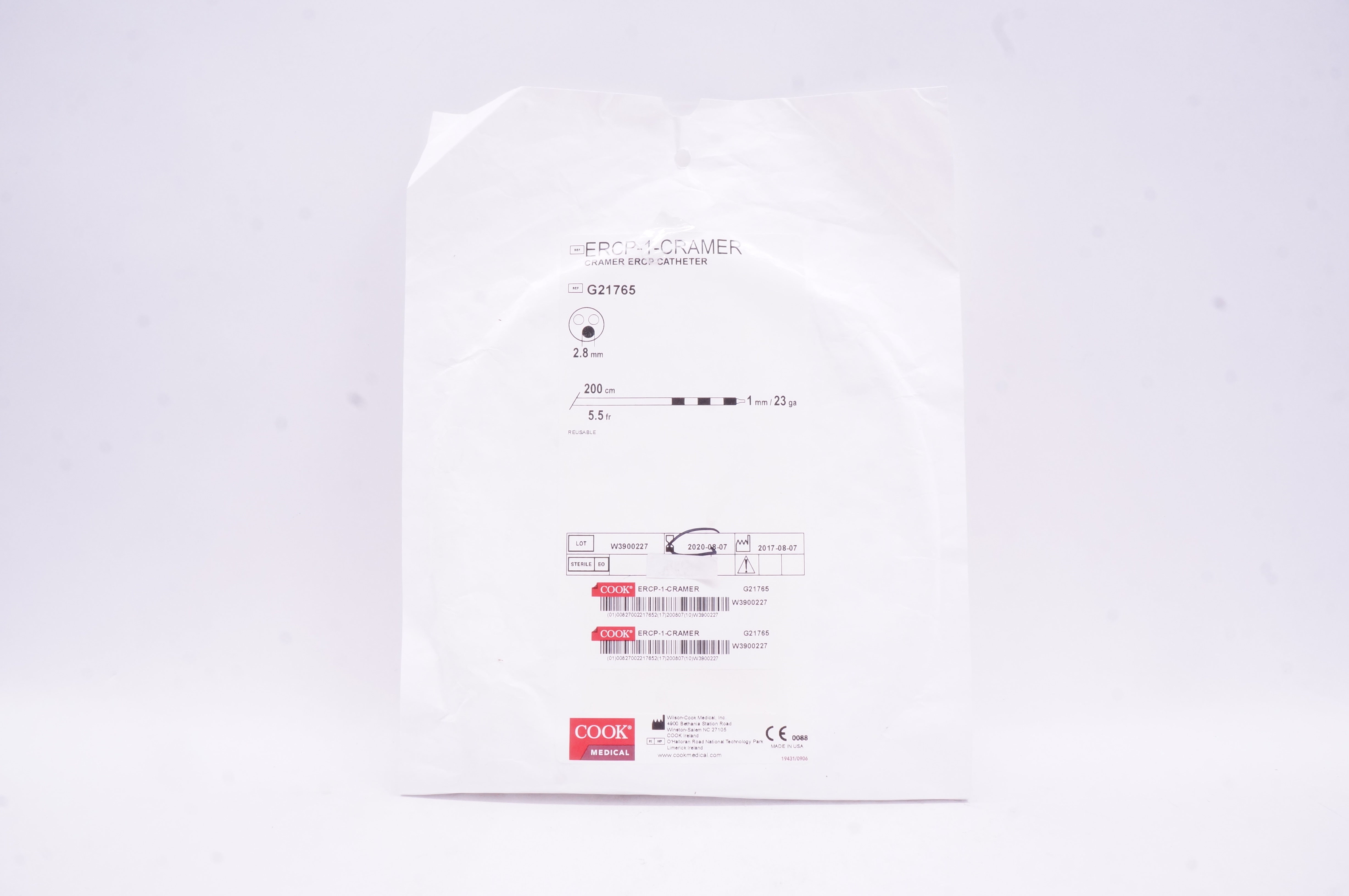 Cook Medical G21765 Cramer Erop Catheter 2.8mm 200cm 5.5Fr (x)
