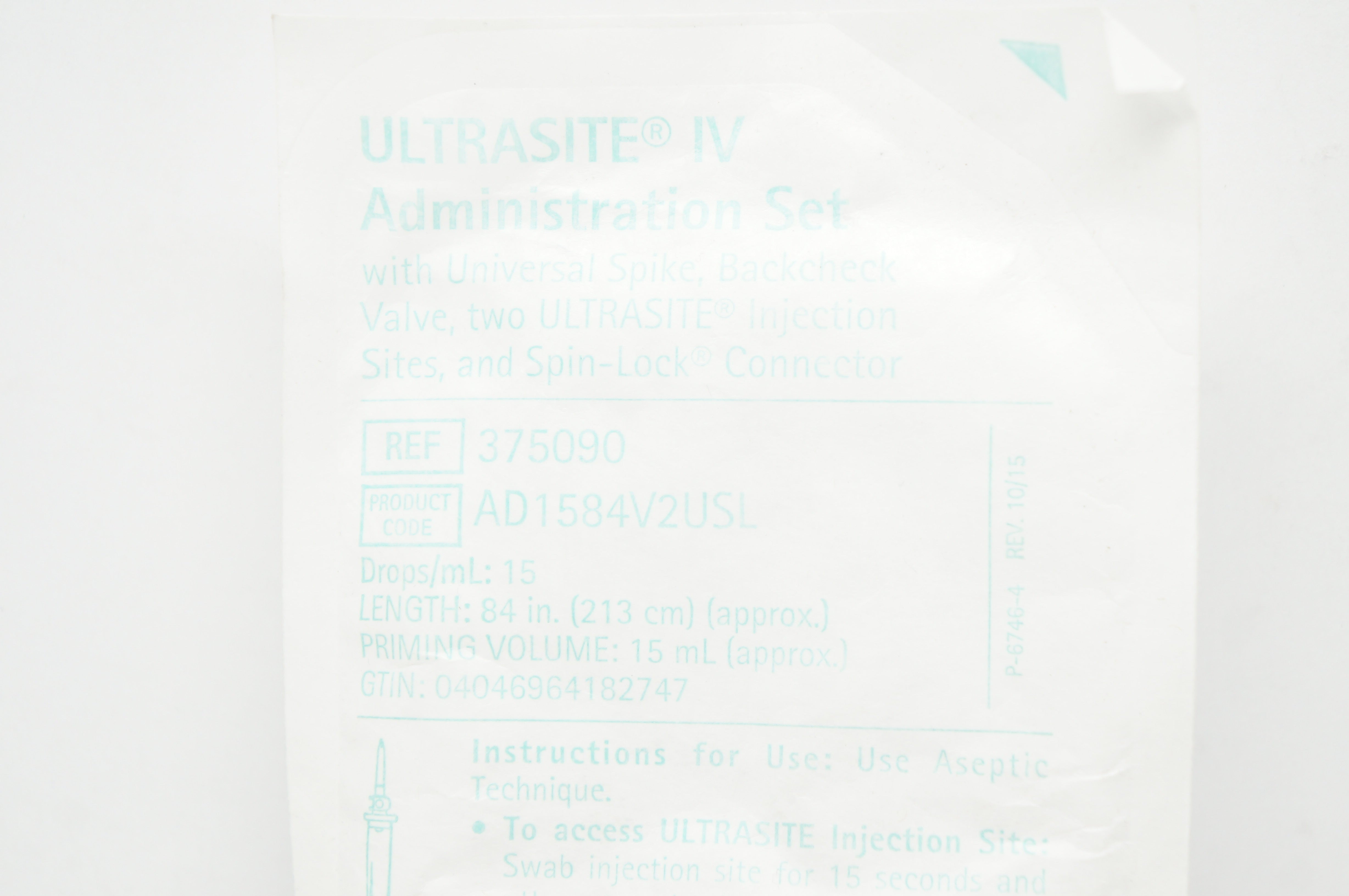 Braun 375090 Ultrasite IV Administration Set  84 inch x 15 mL