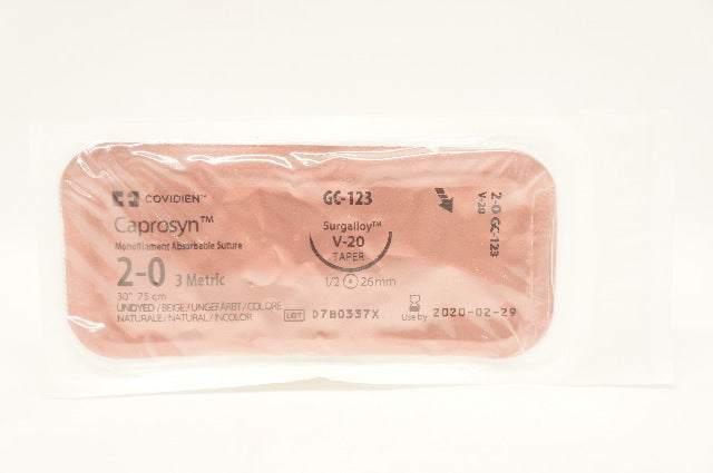 Covidien GC-123G 2-0 Caprosyn Absorbable Stre V-20 Taper 1/2 26mm, 30inch (x)
