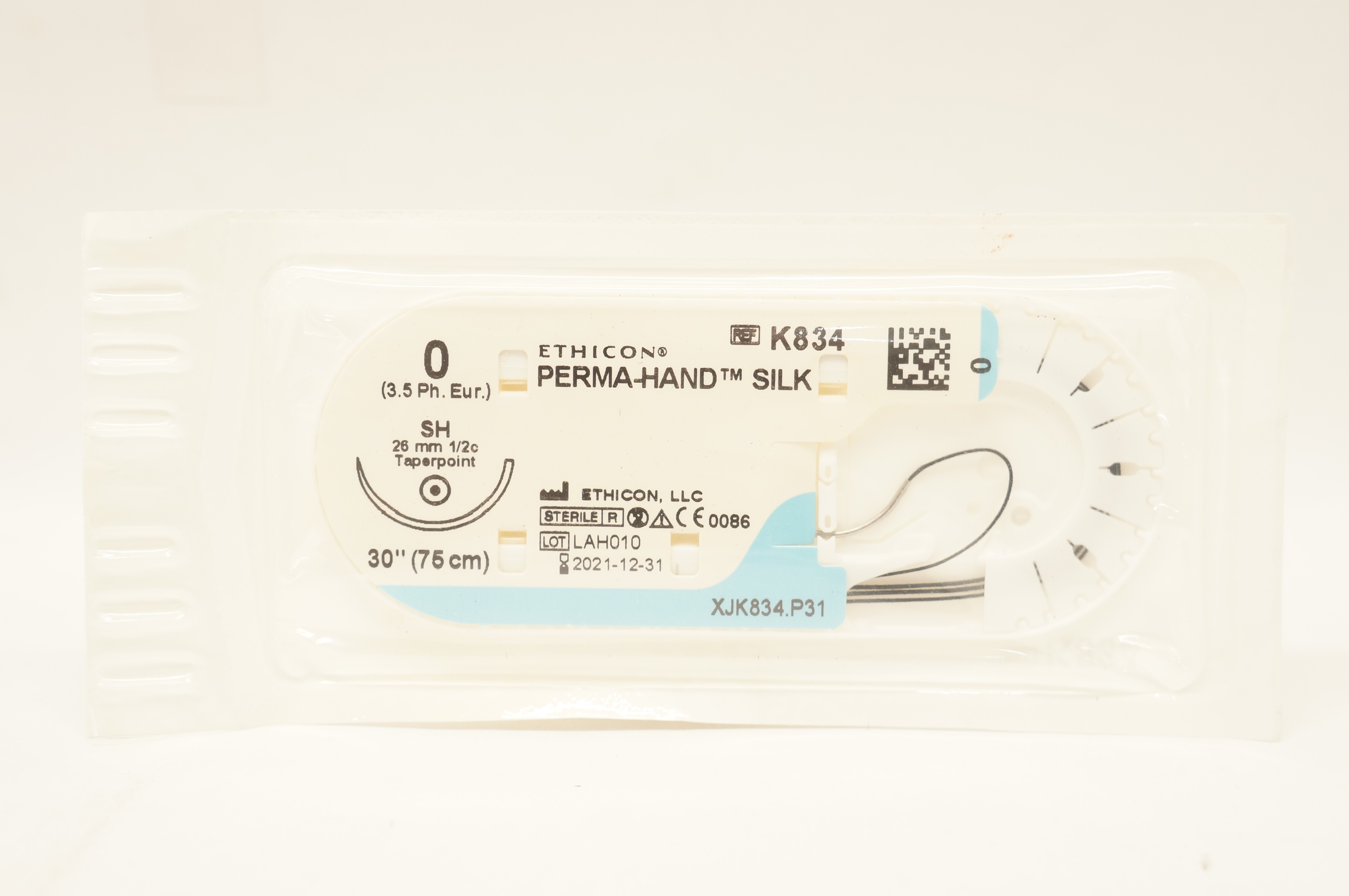 Ethicon K834 0 Perma-Hand Silk SH 26mm 1/2c Taper, 30inch (x)