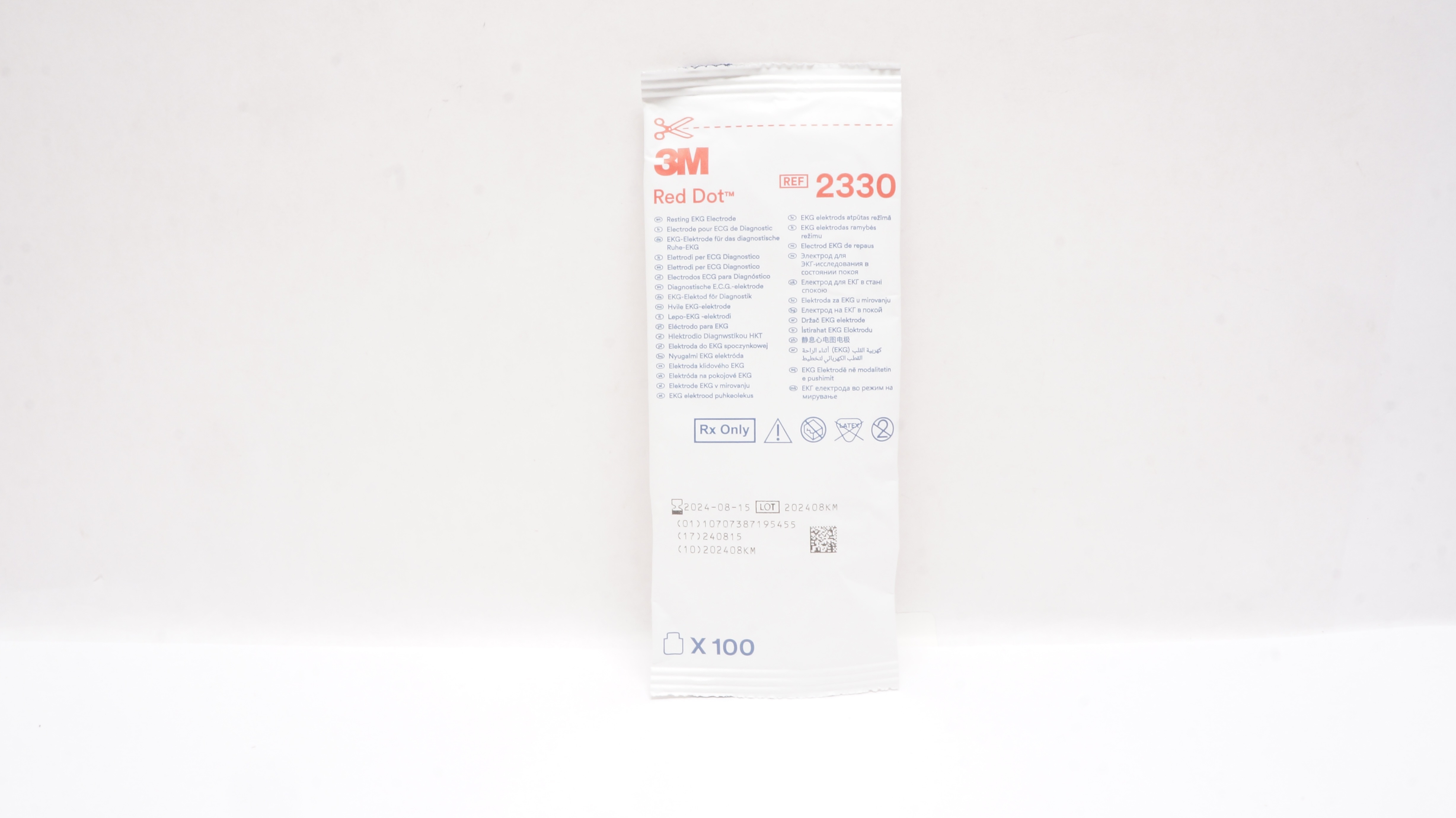 3M 2330 Red Dot Resting EKG Electrode - Pack of 100