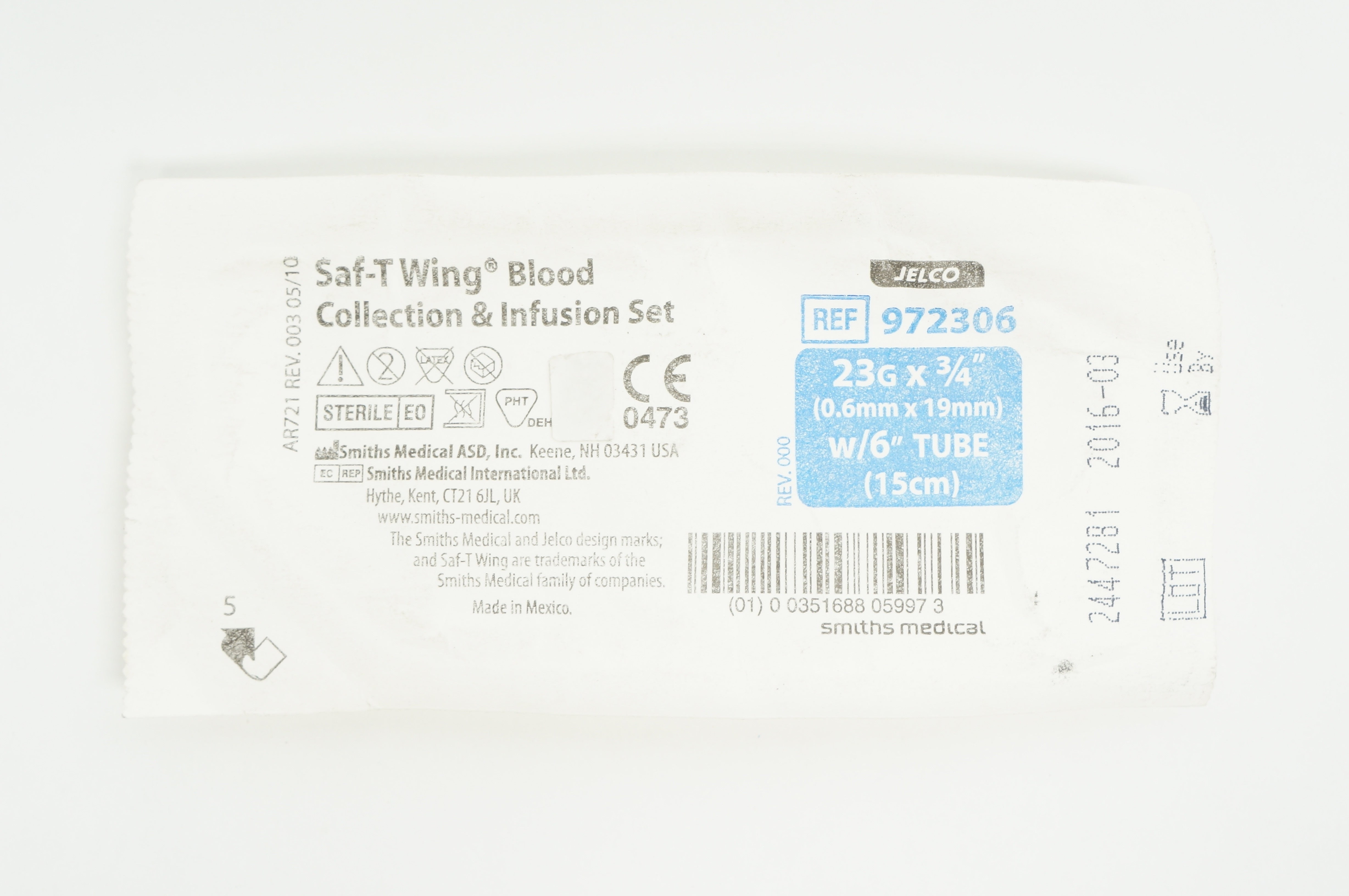 Smiths Medical 972306 Saf-T Wing Blood Collection 23G x 3/4inch