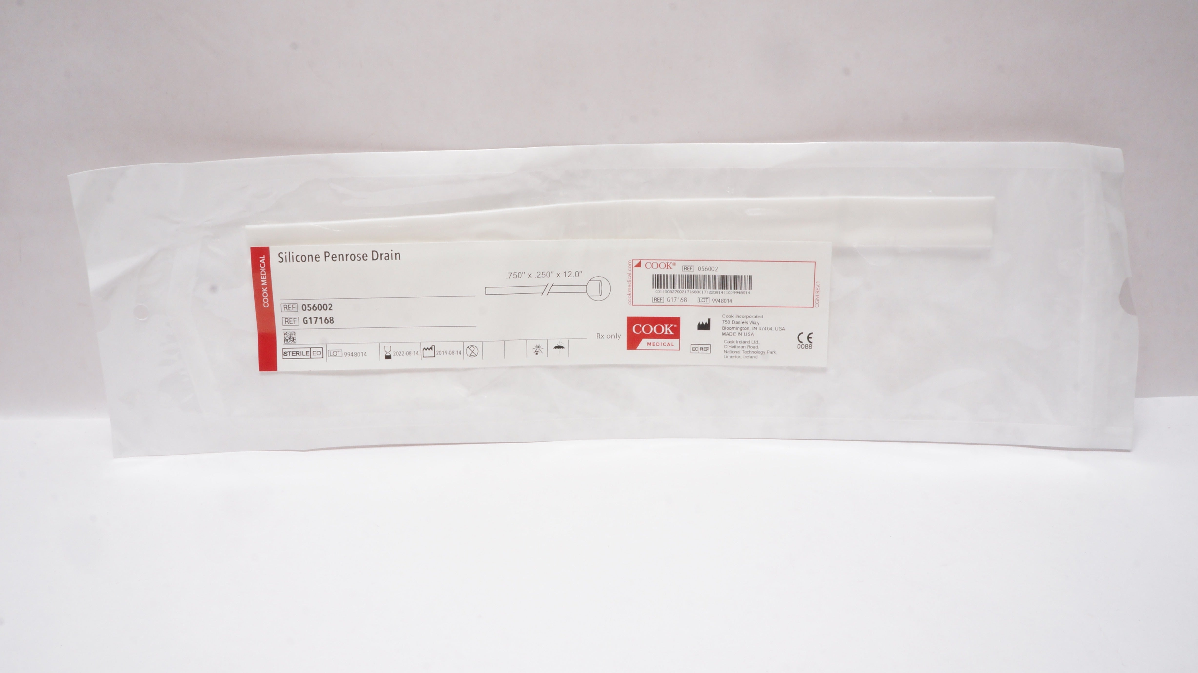 Cook Medical G17168 Silicone Penrose Drain .750 x.250 x 12.0inch (x)