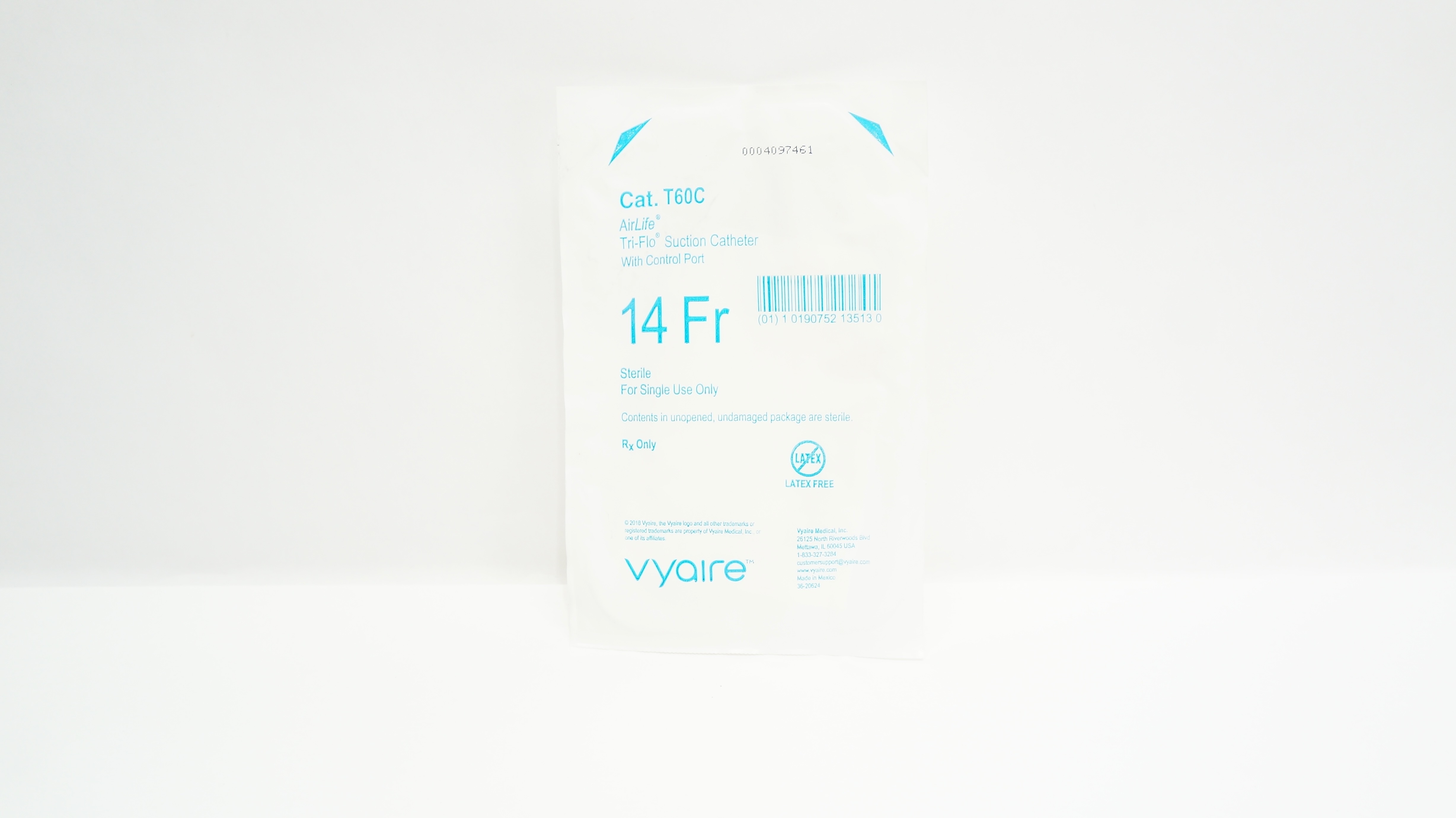 Vyaire T60C AirLife Tri-Flo Suction Cath. with Control Port, 14Fr