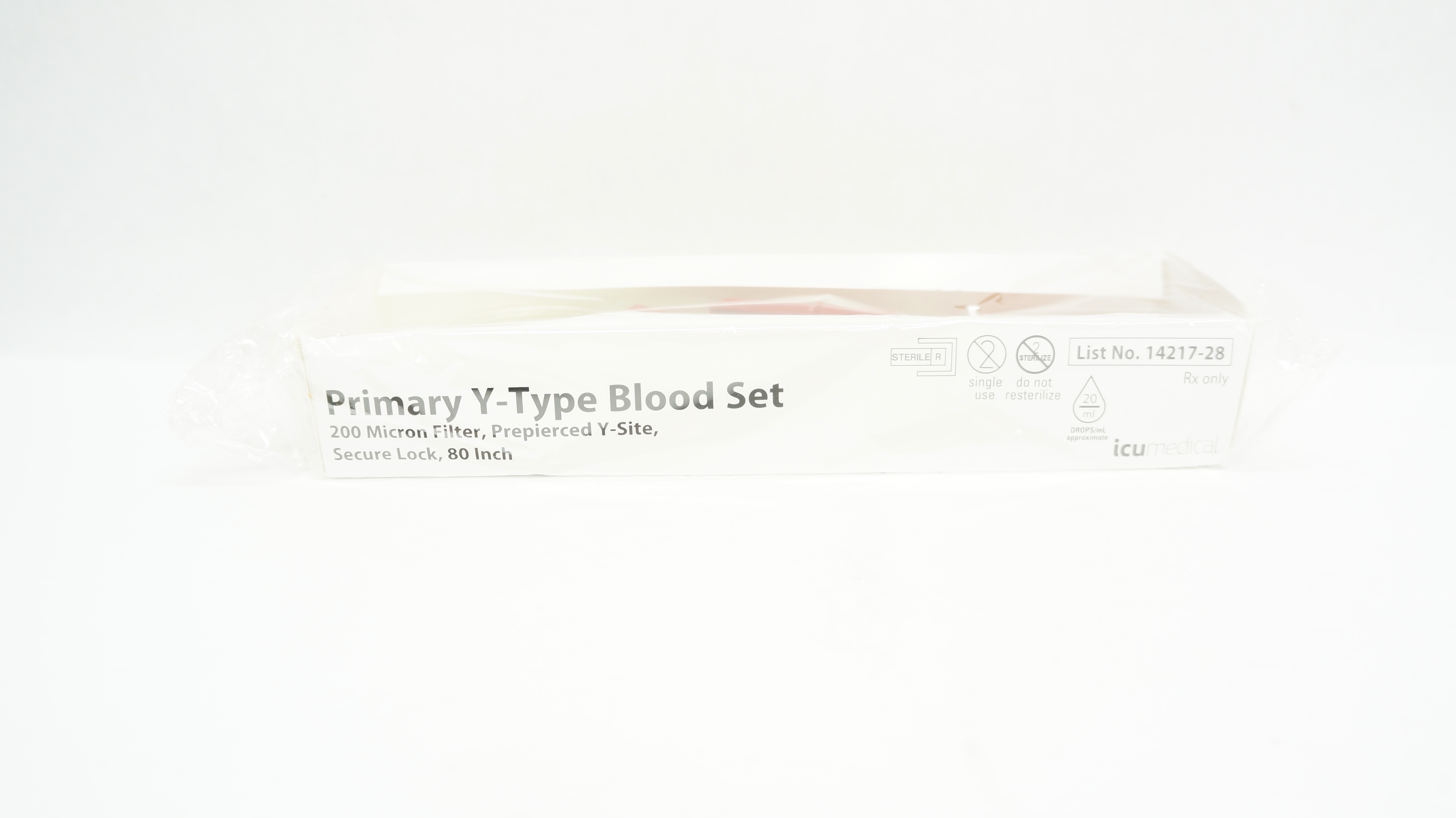 ICU Medical 14217-28 Primary Y-Type Blood Set 80inch 20Drosp/mL Approx.