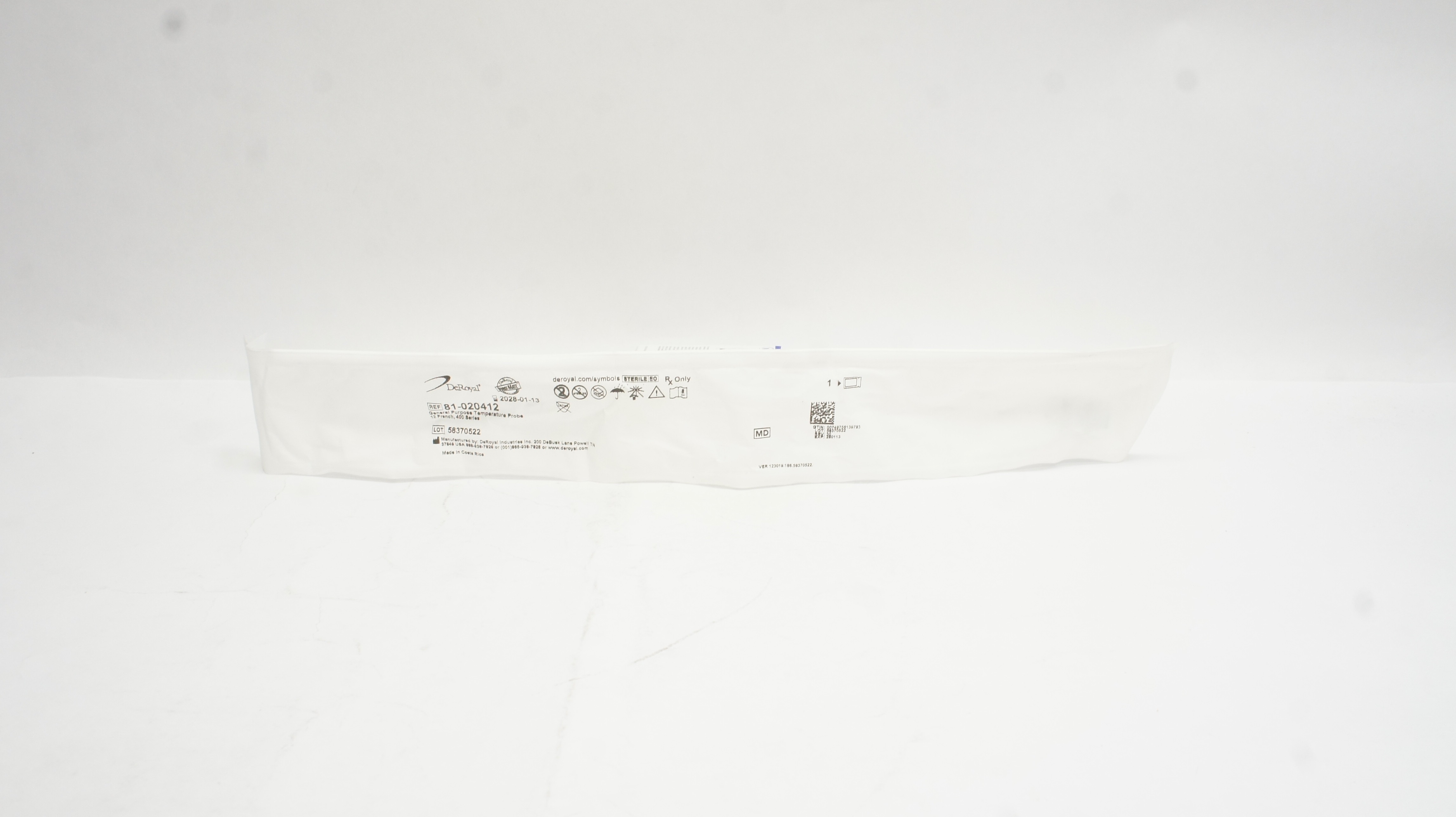 DeRoyal 81-020412 General Purpose Temperature Probe 12Fr. 400 Series