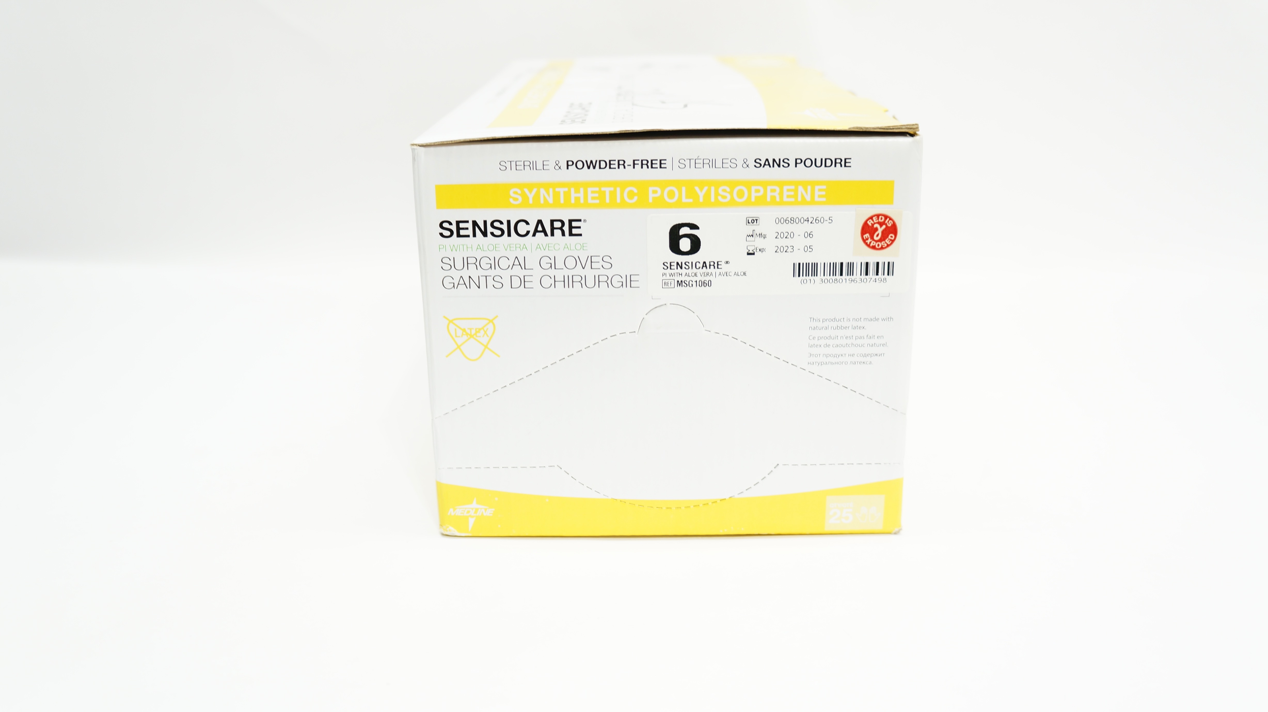 Medline MSG1060 Sensicare Surgical Gloves, Size 6 (x) - Box of 25