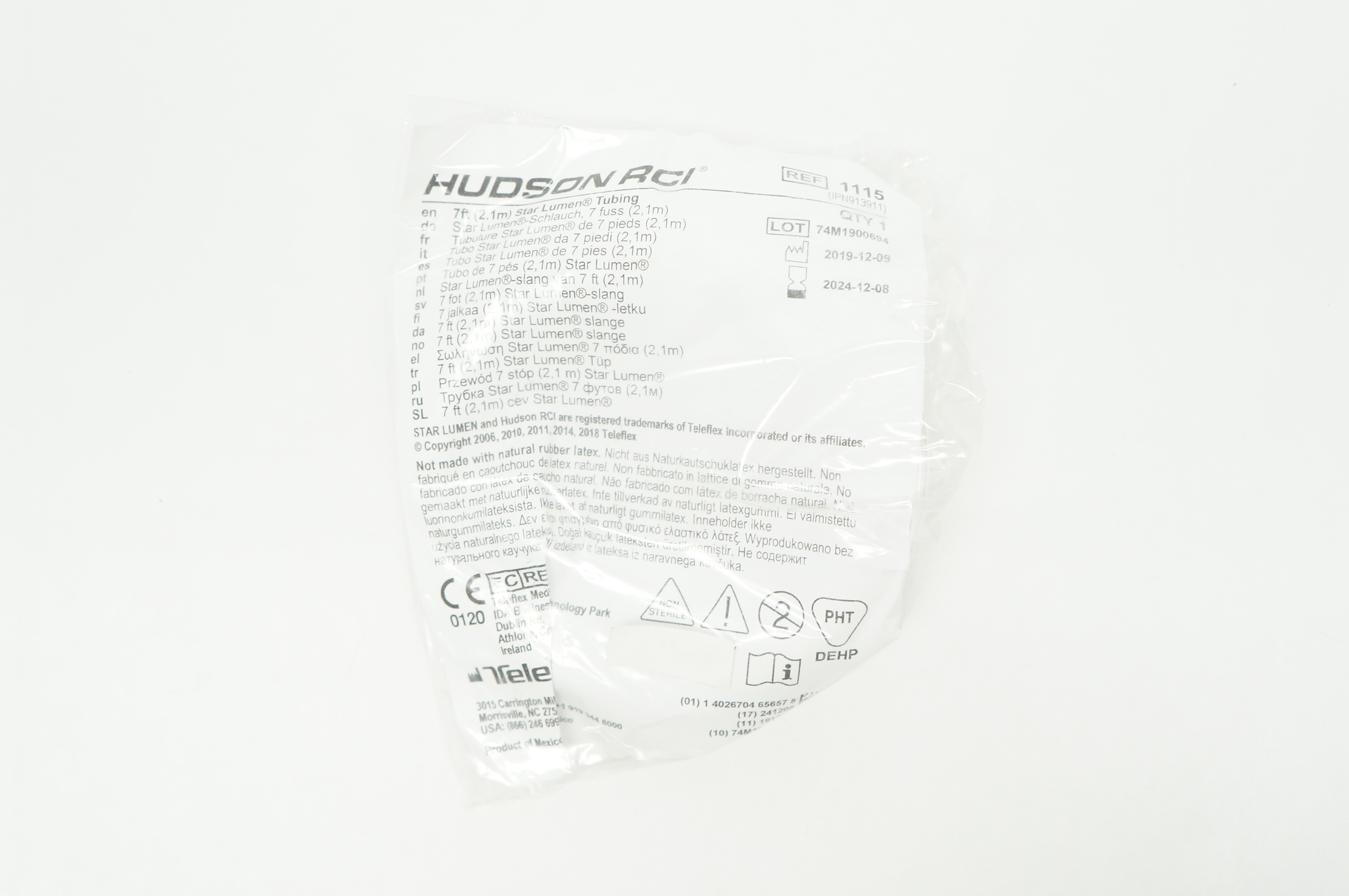 Hudson RCI 1115 Teleflex Star Lumen Tubing 7ft