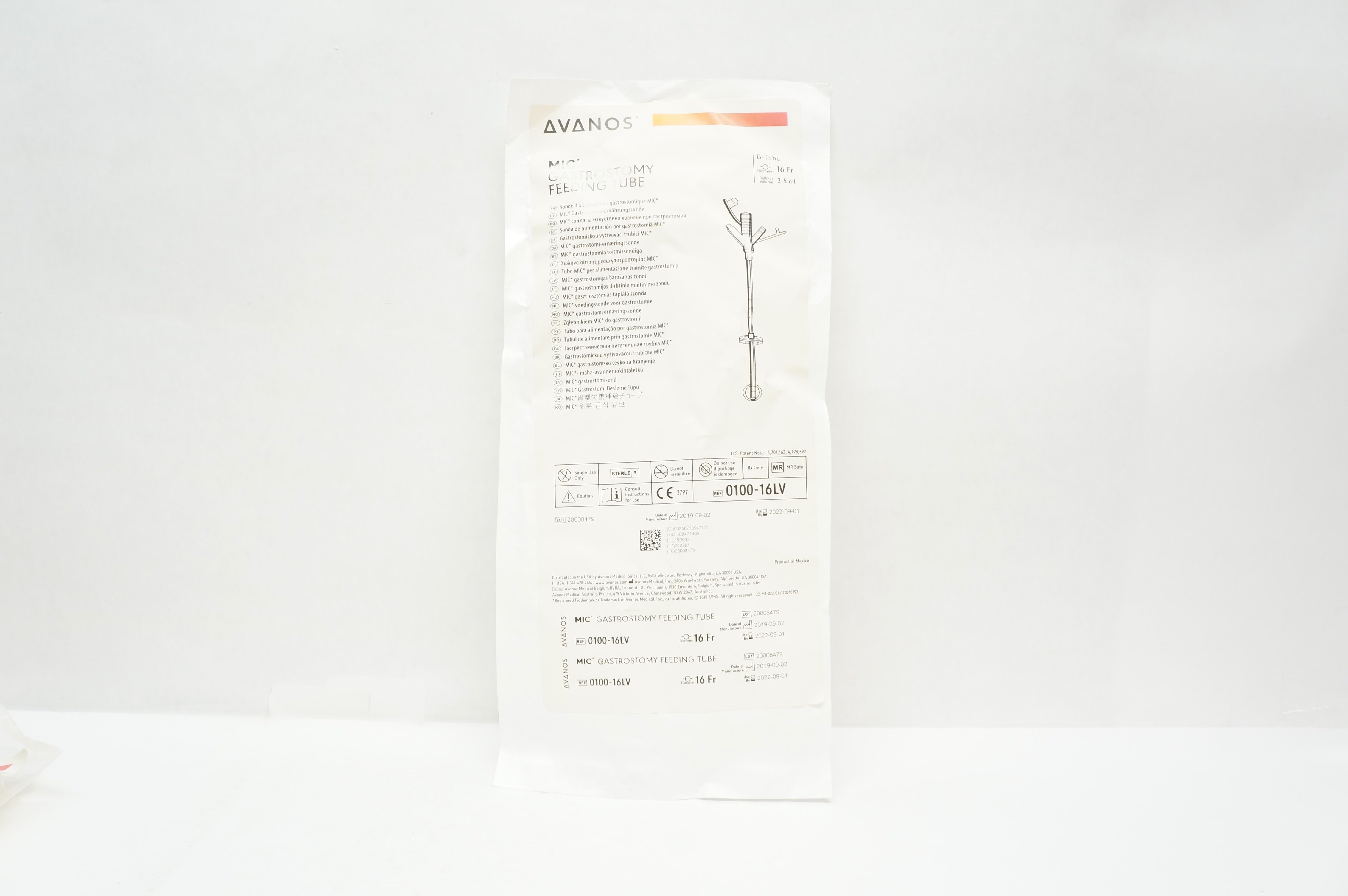 Avanos 0100-16LV MIC Gastrostomy Feeding Tube 3-5ml x 16Fr. (x)