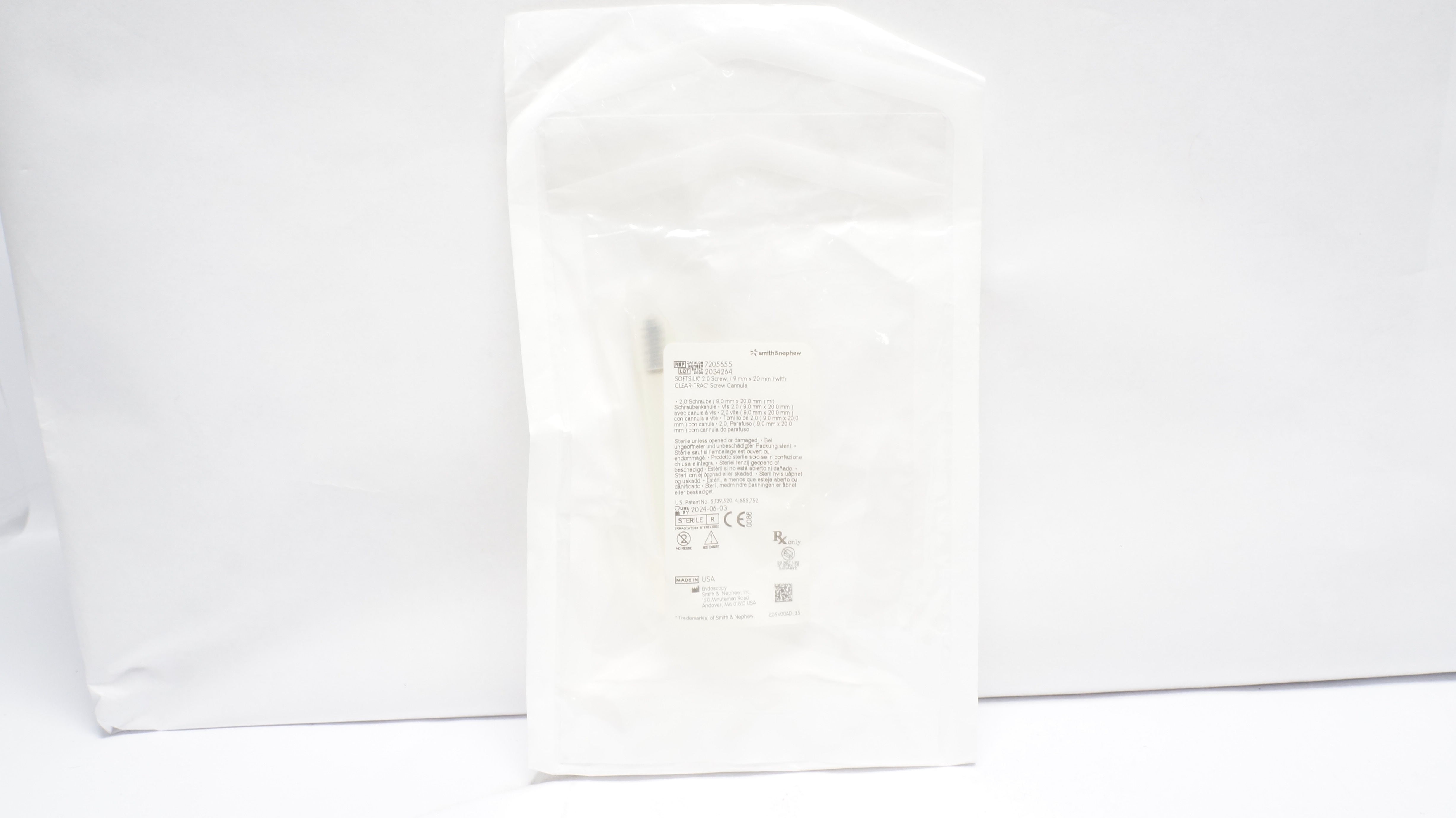 Smith&Nephew 7205655 SOFTSILK 2.0 Screw, 9 X 20mm w/CLEAR-TRAC Screw Cannula (x)