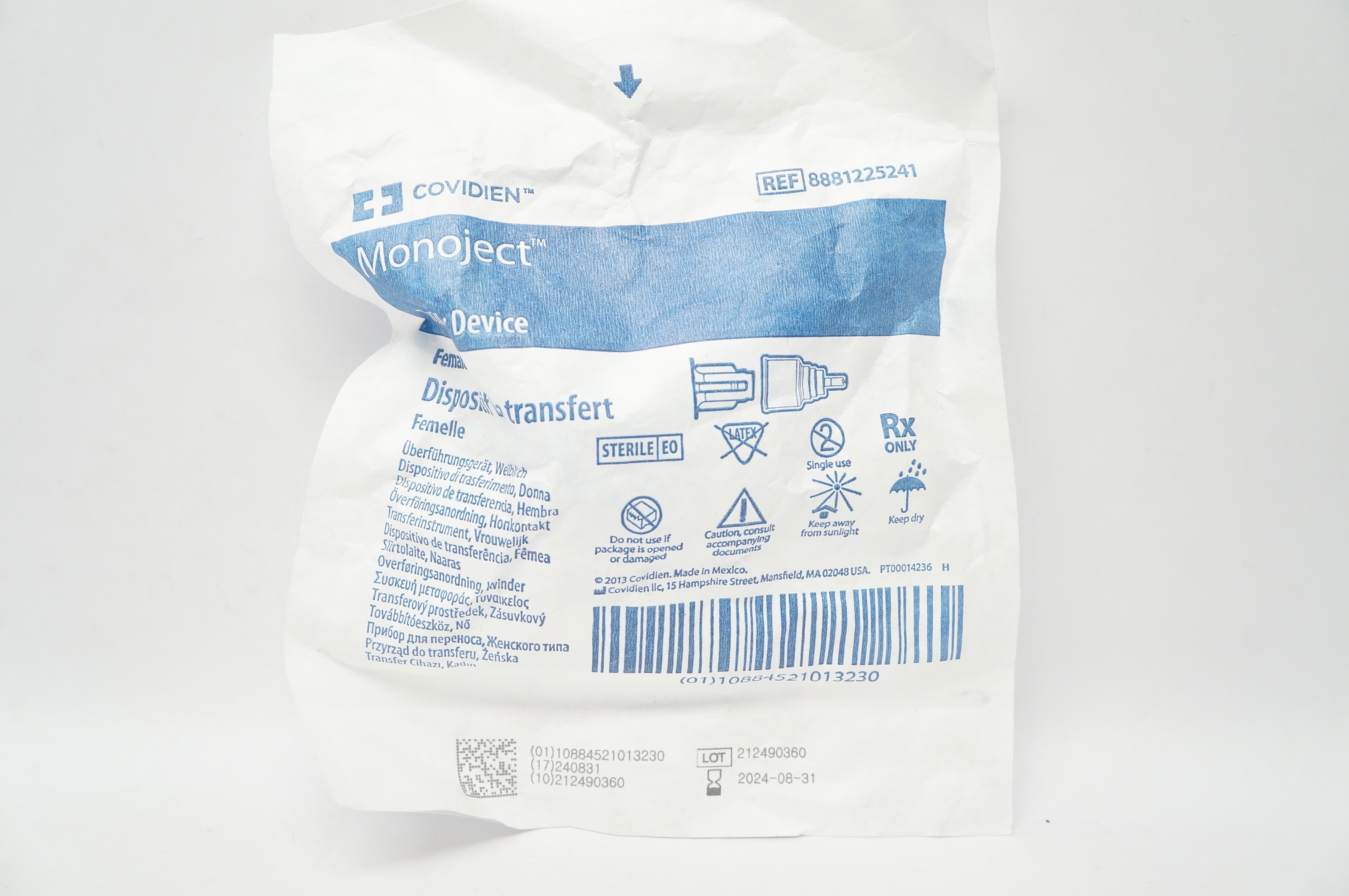 Covidien 8881225241 Monoject Transfer Device Female