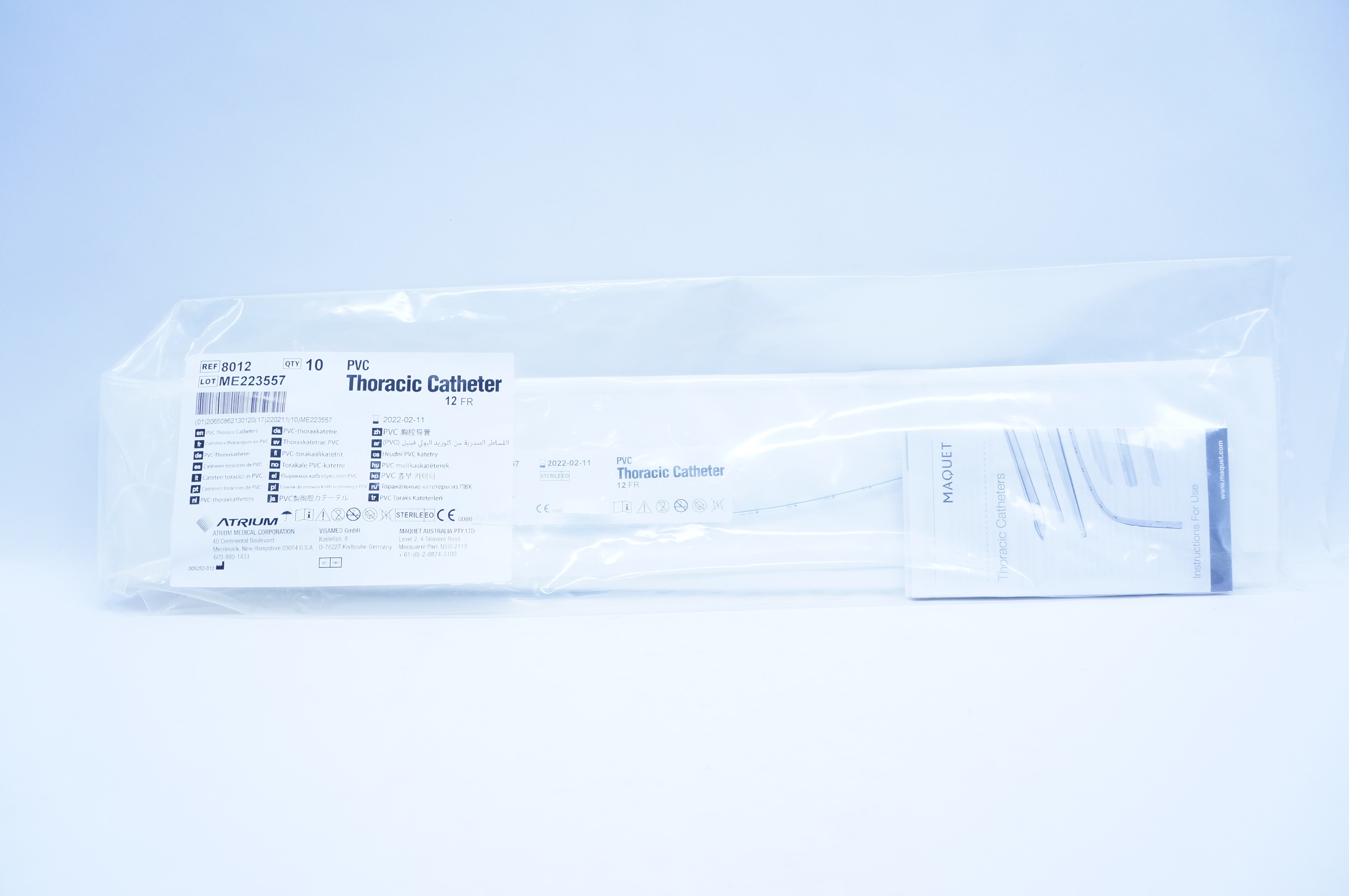Atrium 8012 PVC Thoracic Cath. 12 FR. - Pack of 10