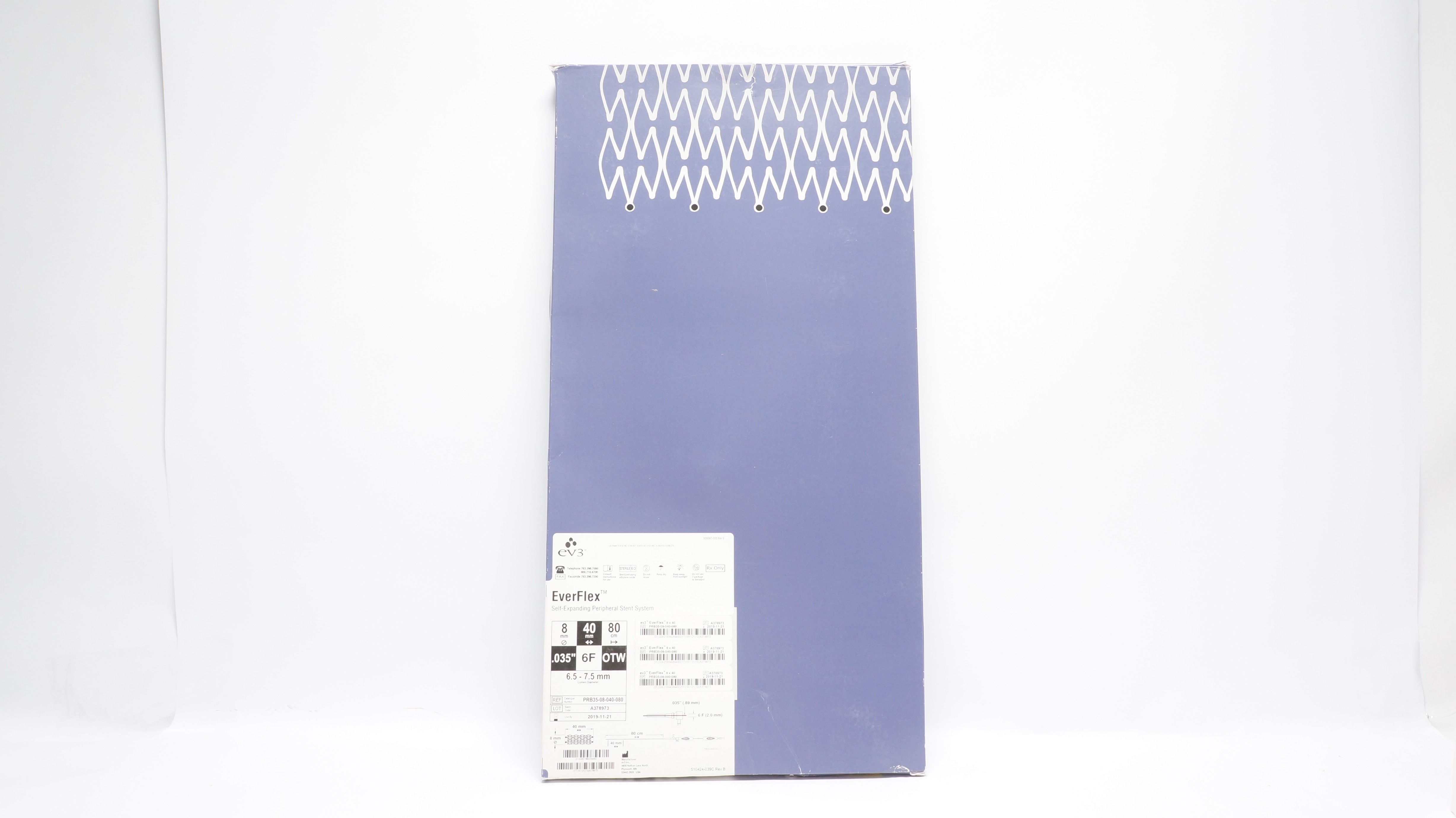 EV3 PRB35-08-040-080 EverFlex Self-Expanding Peripheral Stent System 6.5-7.5mm(x)