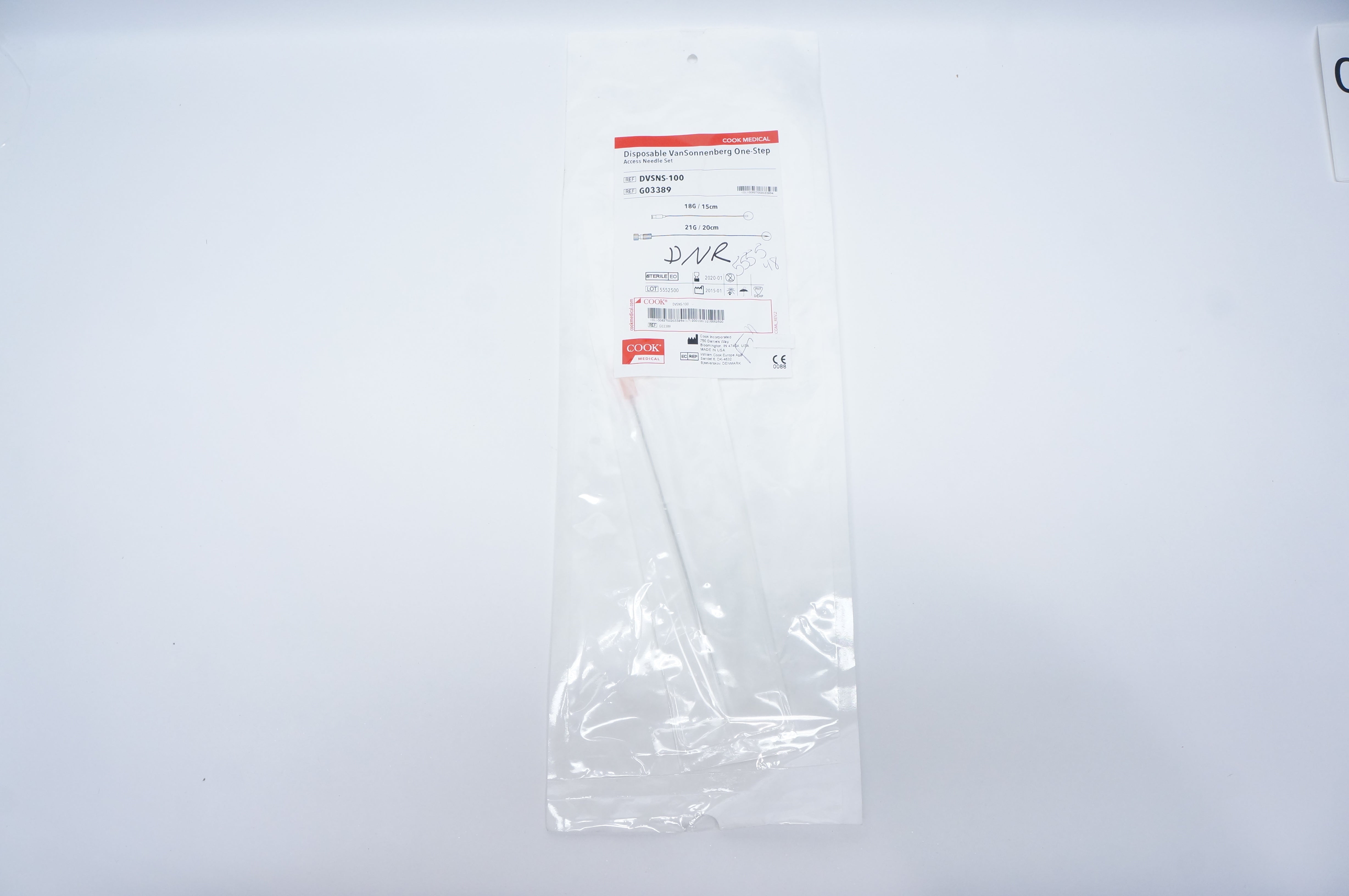 Cook Medical G03389 Disposable VanSonnenberg One-Step Access Ndle Set 18g (x)