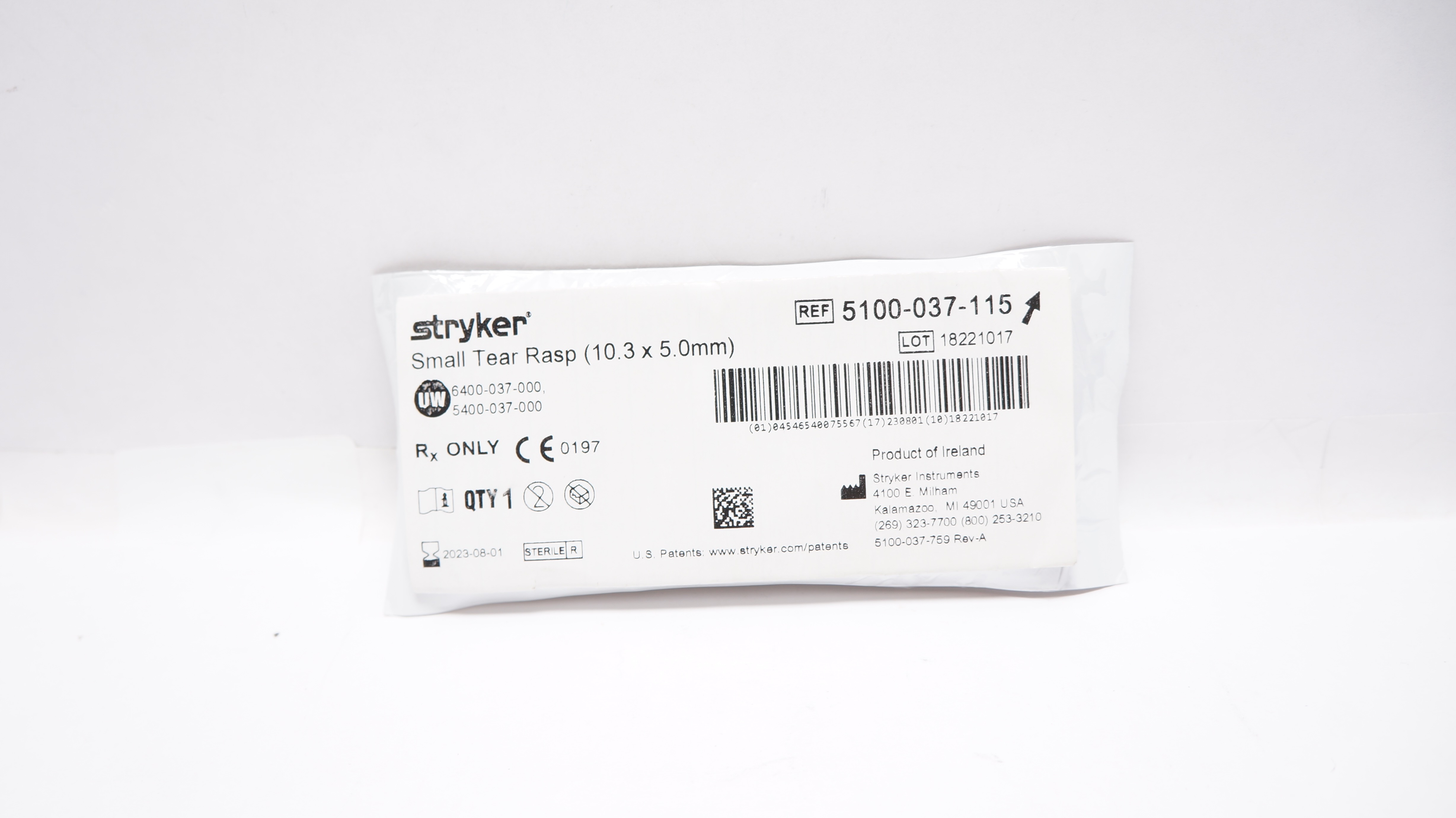 Stryker 5100-037-115 Small Tear Rasp 10.3 x 5.0 mm (x)