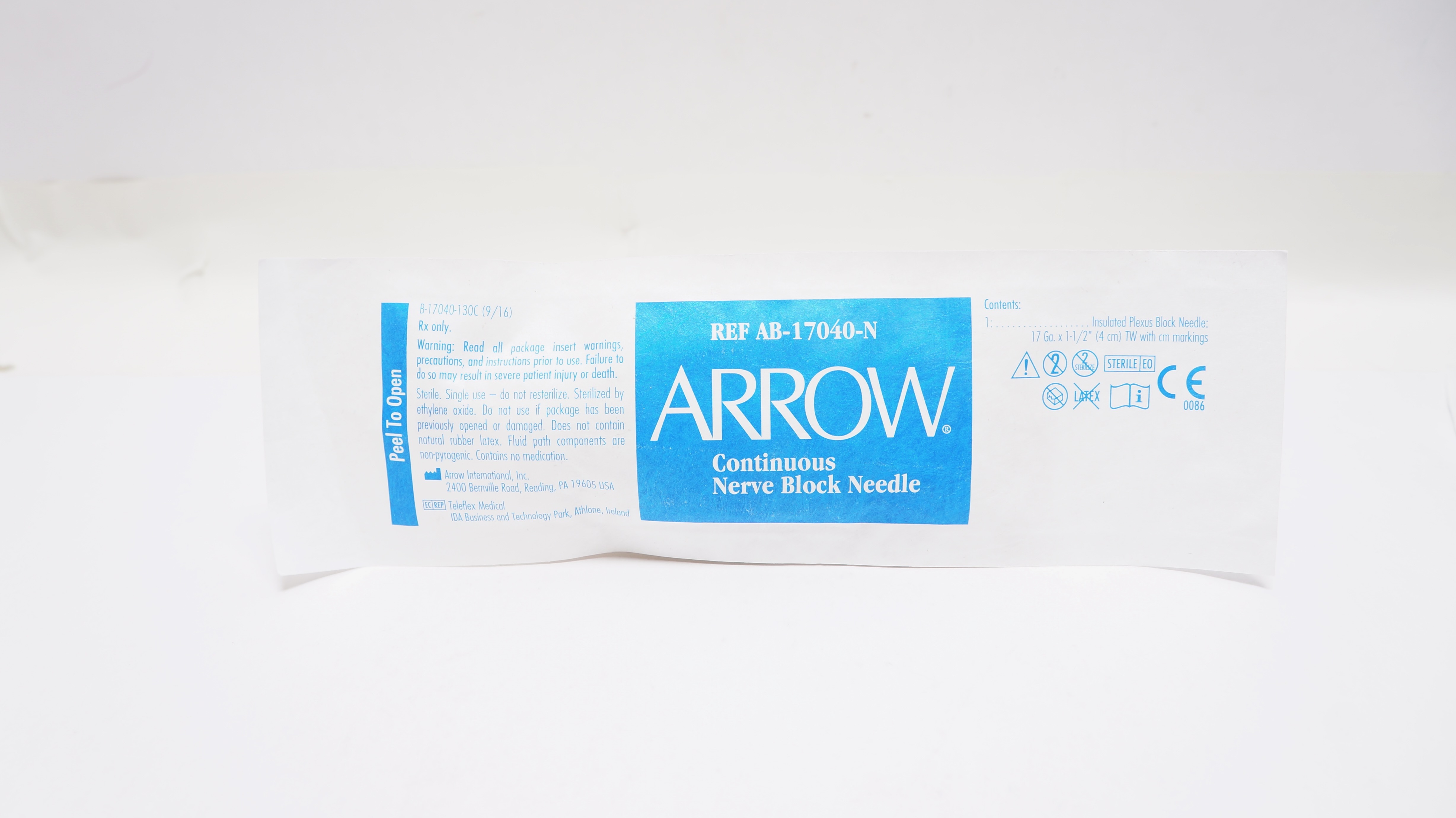 Arrow AB-17040-N Continuous Nerve Block Ndle 17Ga x 1-1/2inch (x)