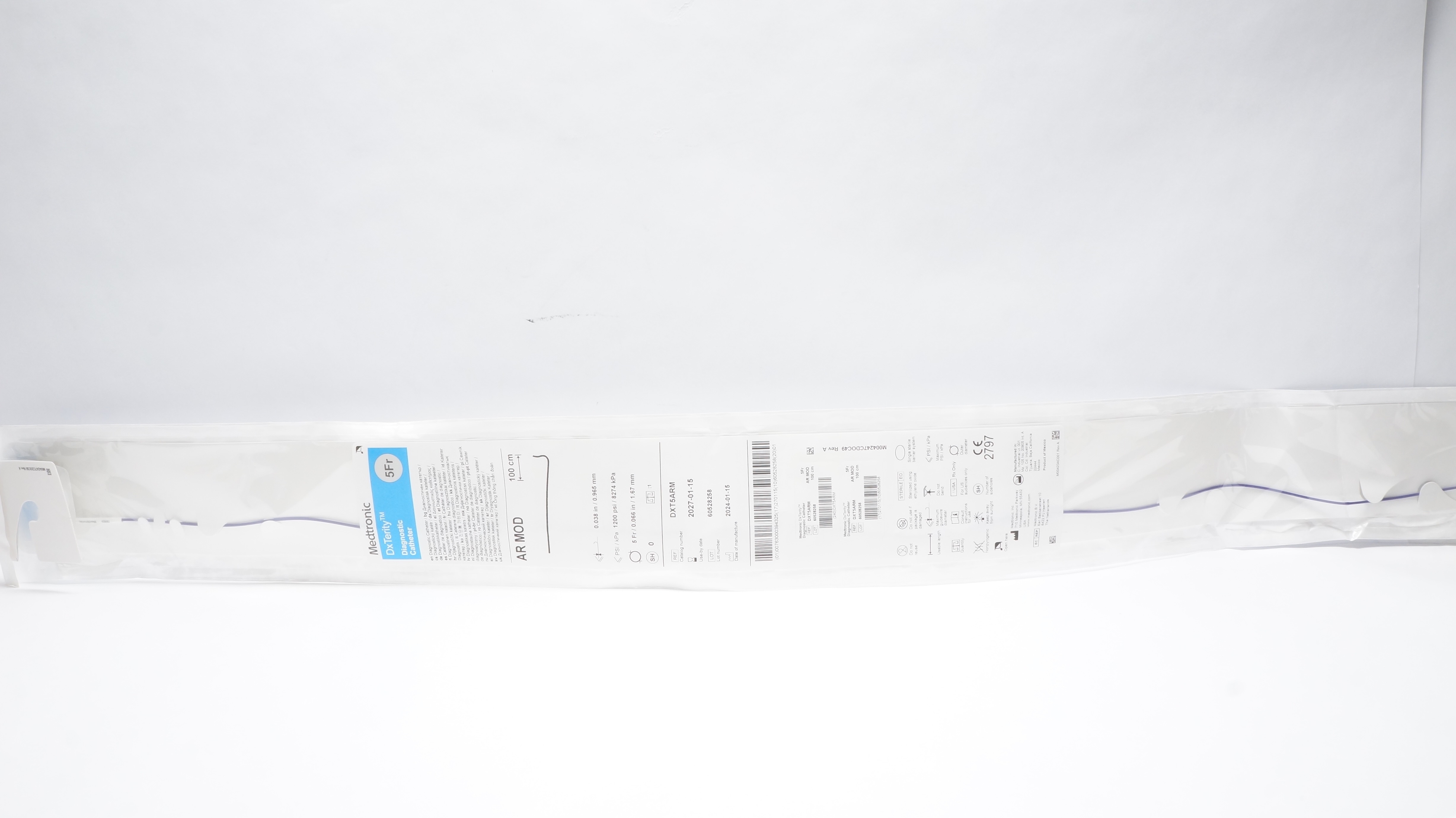 Medtronic DXT5ARM DxTerity Diagnostic Cath. AR MOD 5F x 100cm