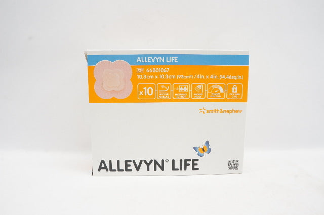 Smith&Nephew 66801067 ALLEVYN Life Silicone Adhesive 4 x 4 inch - Box of 10