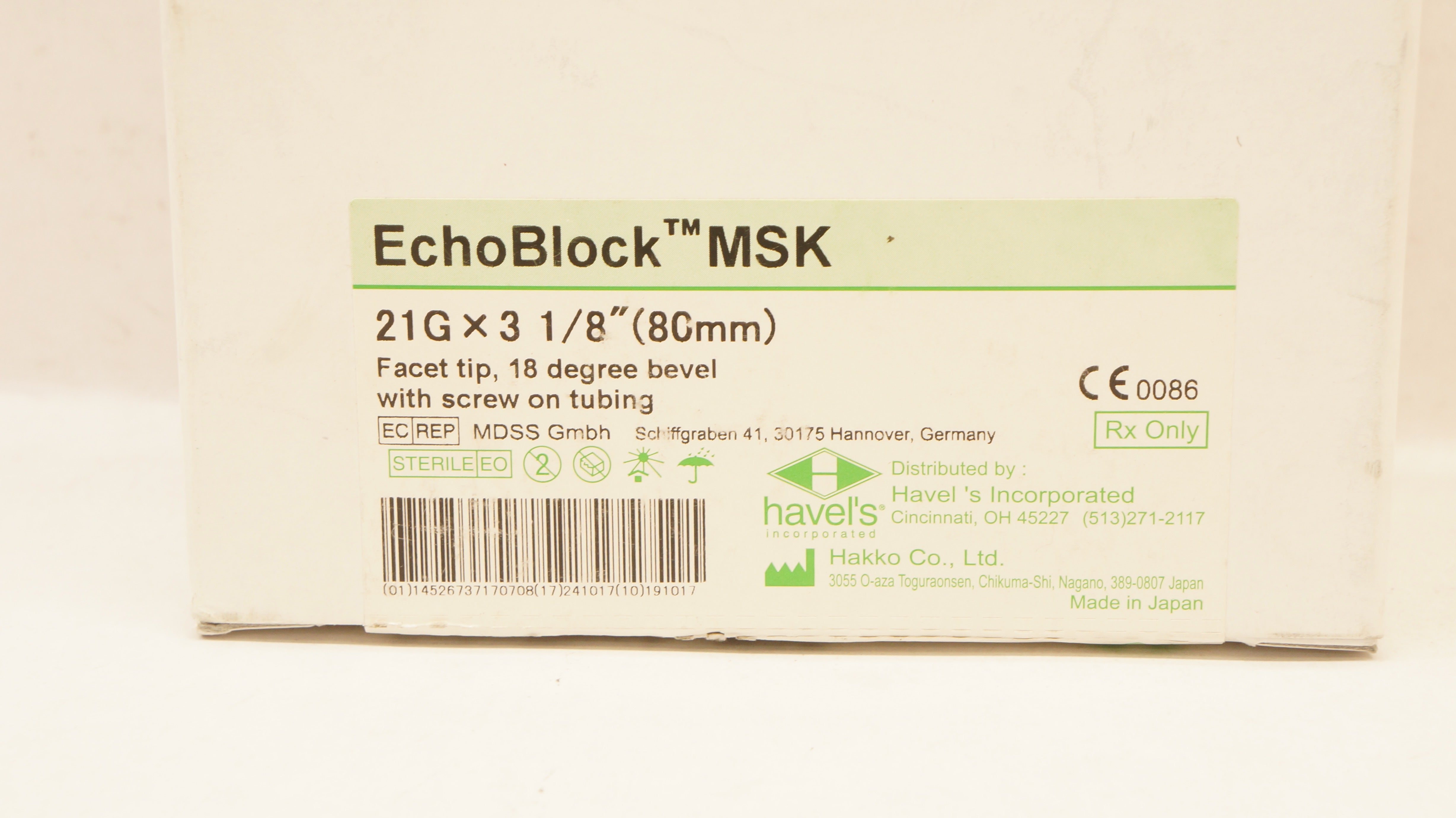 Hakko EBA-2180 EchoBlock MSK 21G x 3-1/8inch Facet Tip 18Dgree Bevel - Box of 25