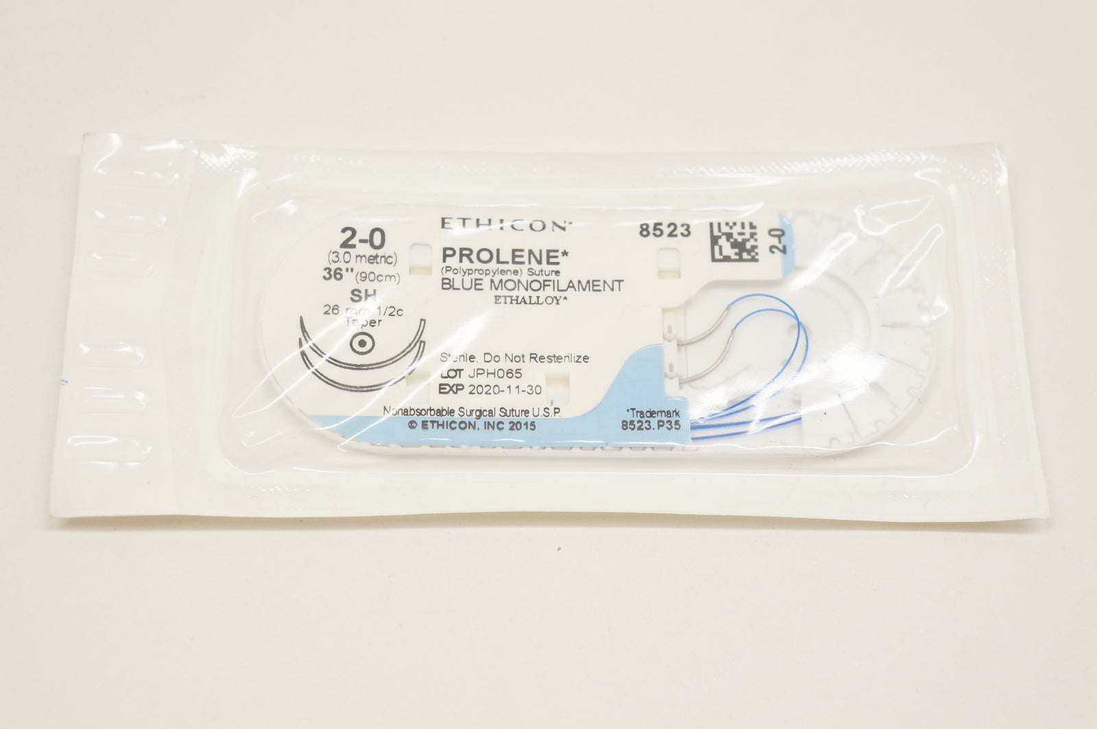 Ethicon 8523 2-0 PROLENE, SH, 26mm 1/2c Taper, 36inch