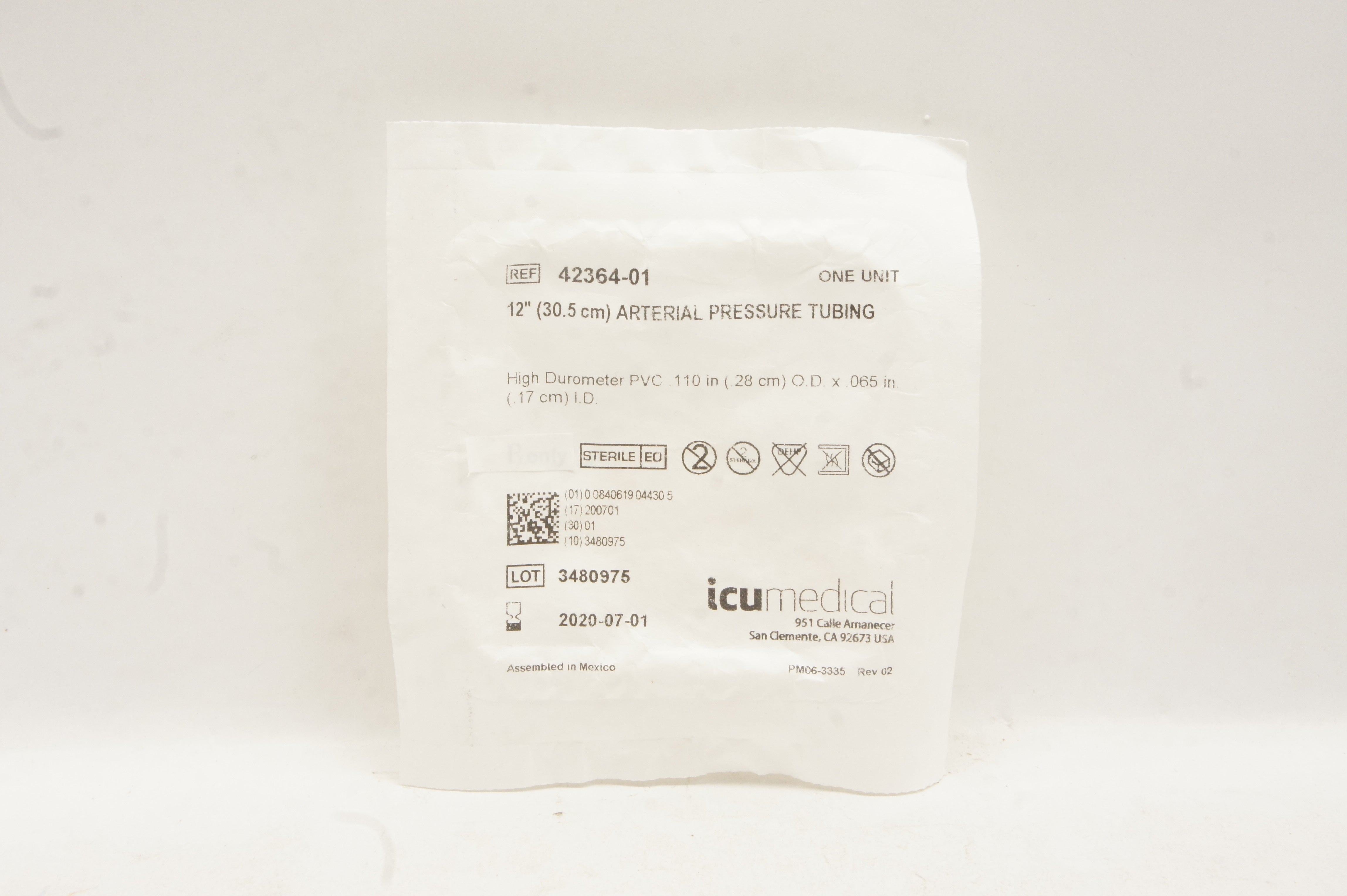 ICU Medical  42364-01 12inch Arterial Pressure Tubing (x)