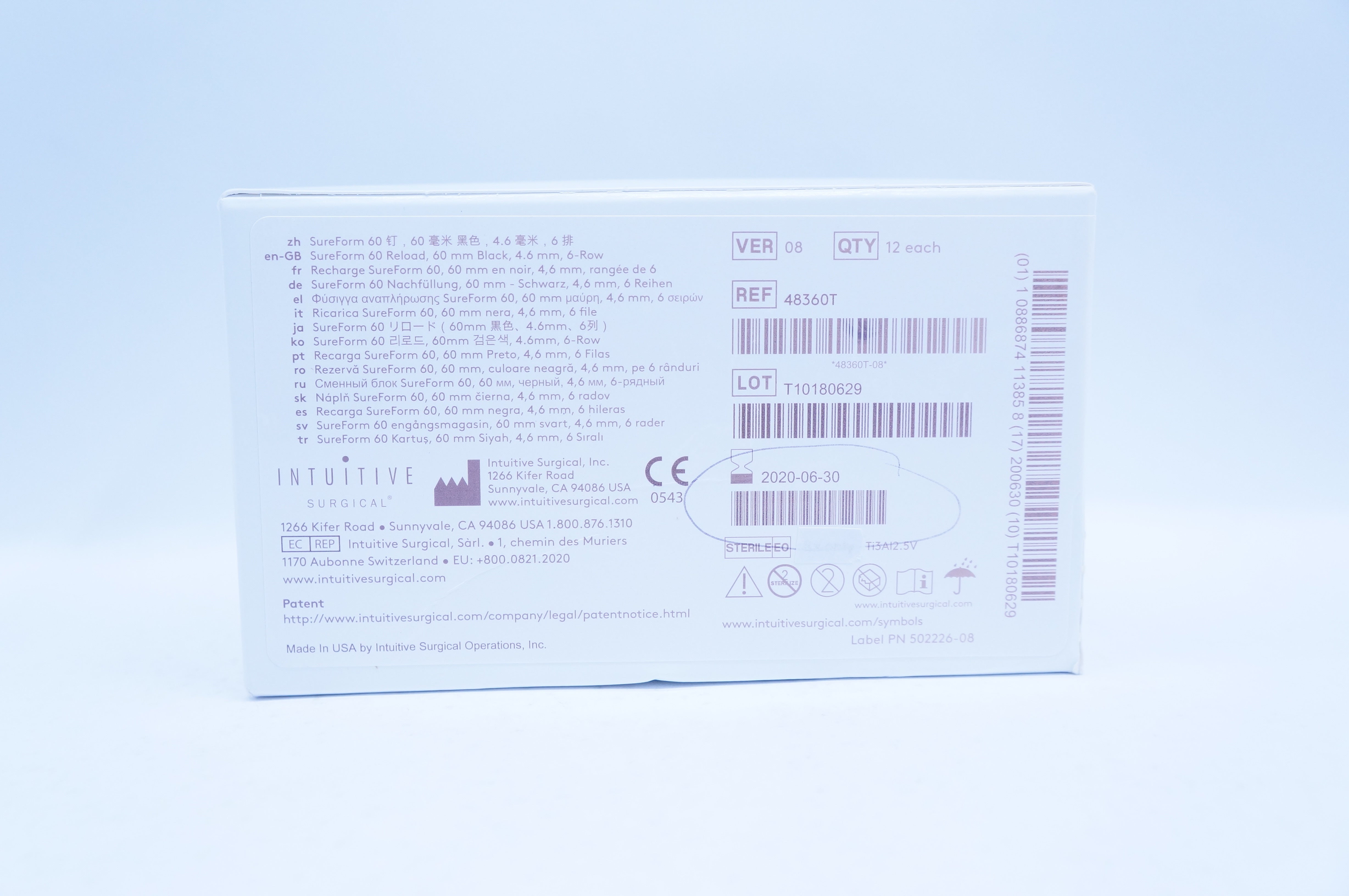 Intuitive Surgical 48360T Da Vinci SureForm 60 Reload Black 60mm (x) -Box of 5